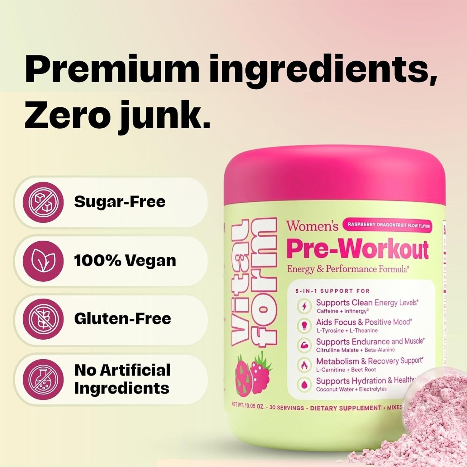 Women’s Pre Workout Powder – Clean Energy, Focus, & Endurance Supplement – 190mg