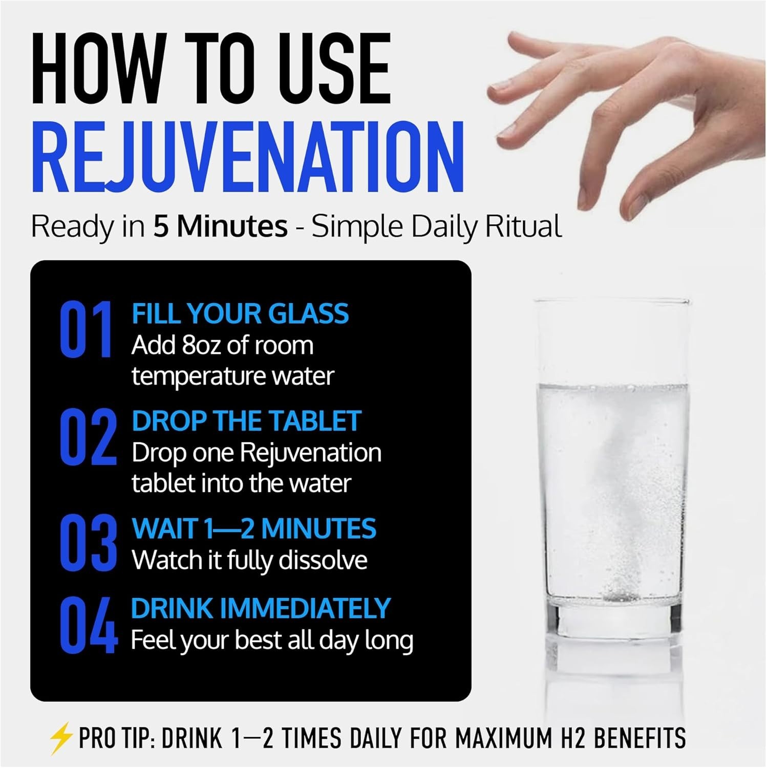 DRINK HRW Rejuvenation Molecular Hydrogen Water Tablets 12 ppm H2 – Hydrogen …