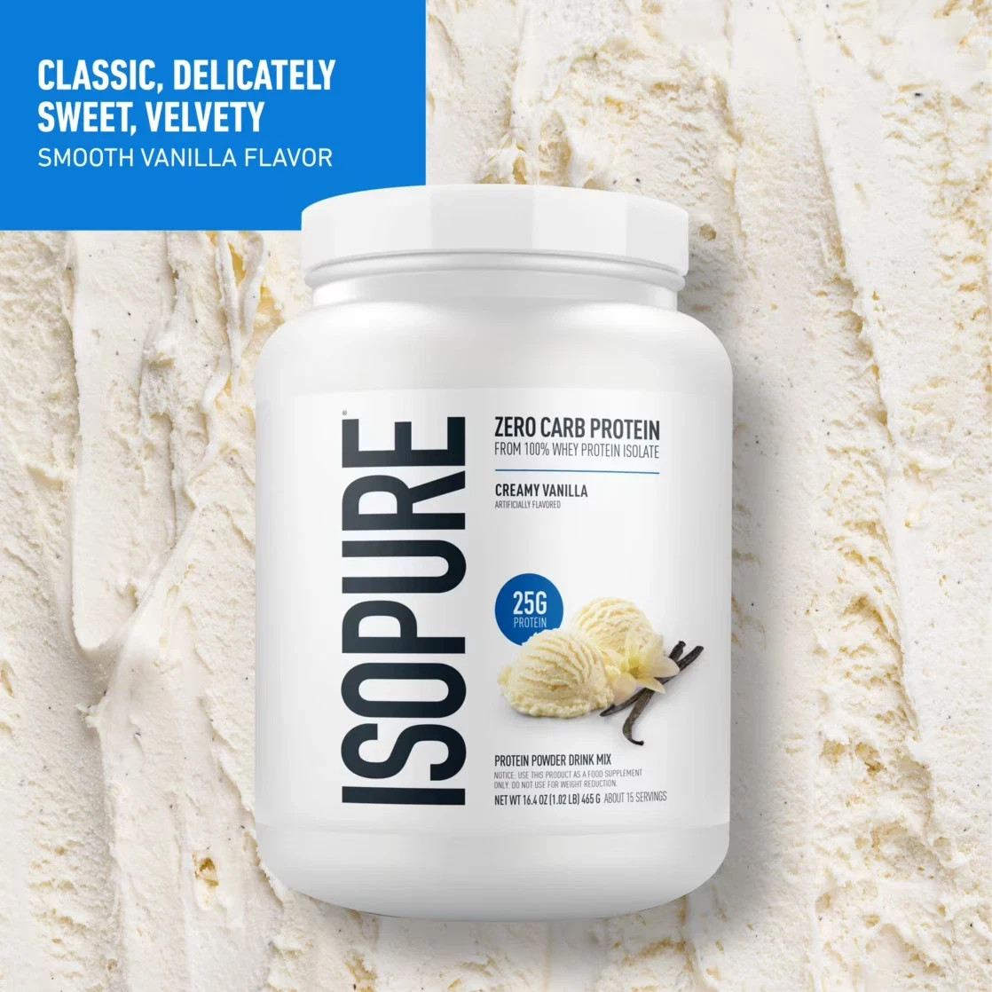 Isopure Zero Carb 100% Whey Protein Isolate Vanilla Protein Powder, 25g, 15 Serv