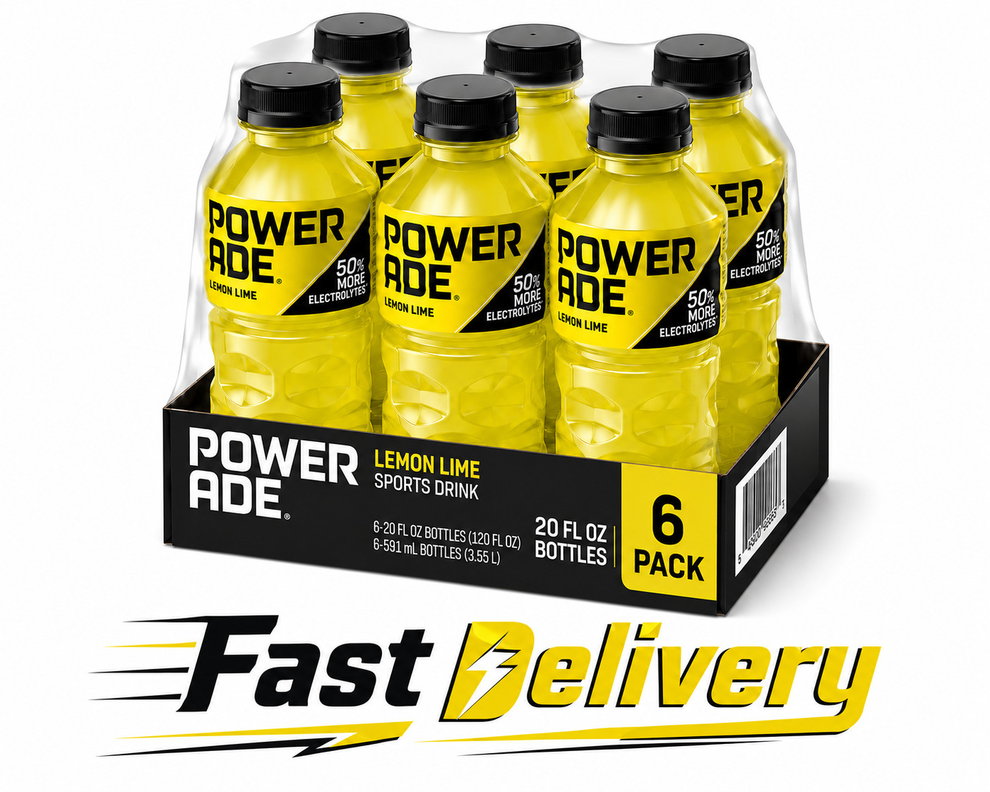 POWERADE Lemon Lime Electrolyte Sports Drink Bottles, 20 fl oz, (Pack of 6)