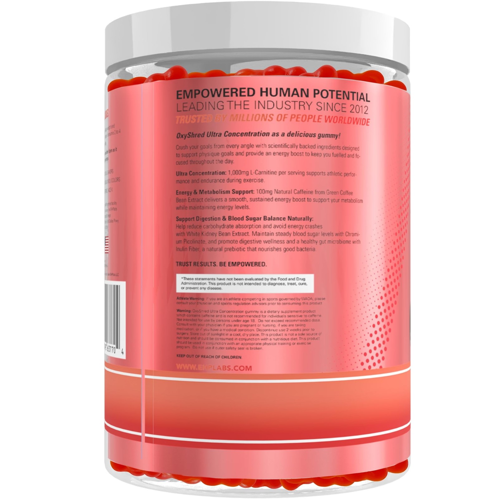 EHP Labs OxyShred Gummies – Pre Workout Gummies & Energy Chews with 100mg Caf…