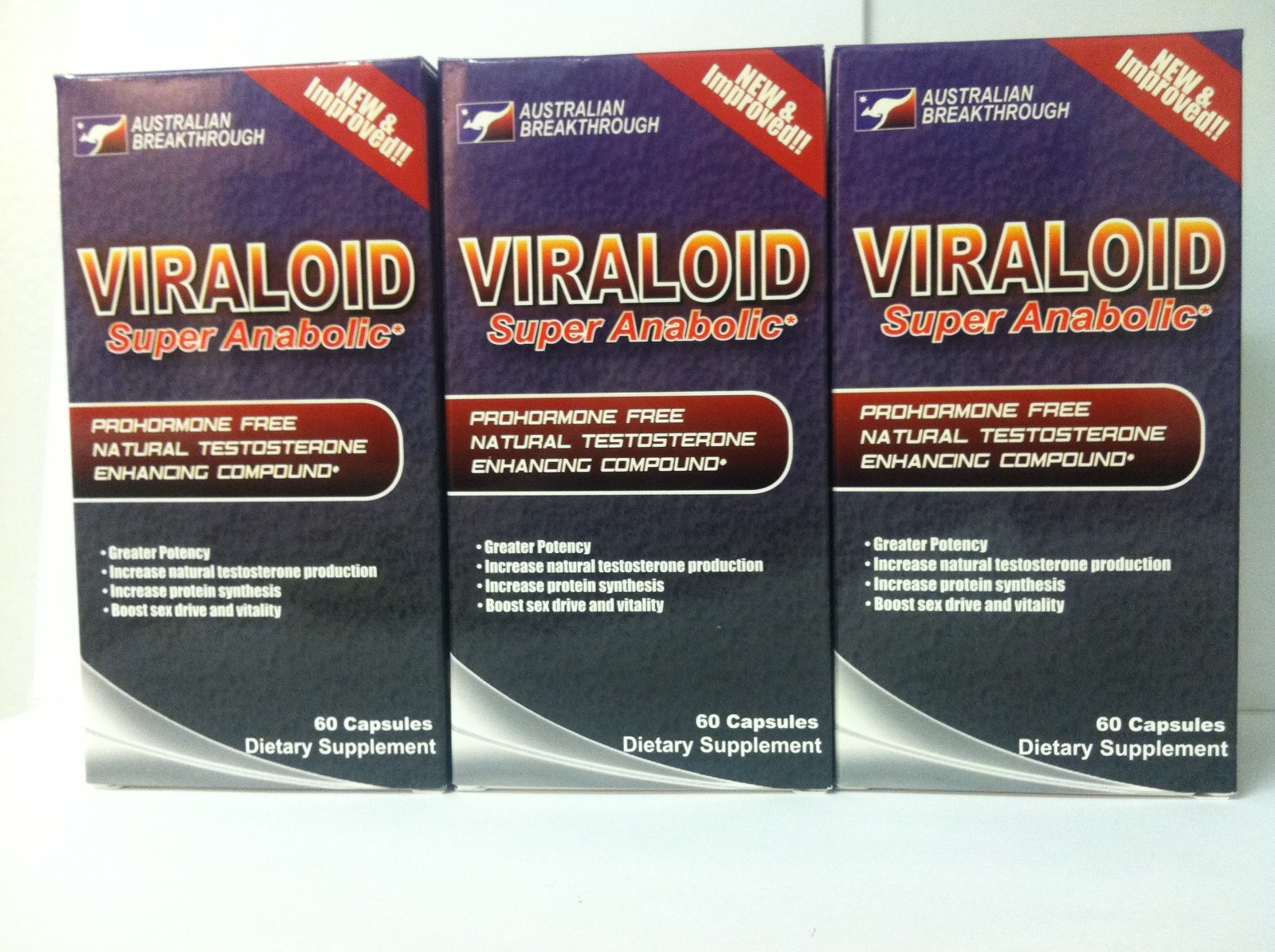 Build Muscle Strength Viraloid Natural Testosterone Booster 3 Bottles