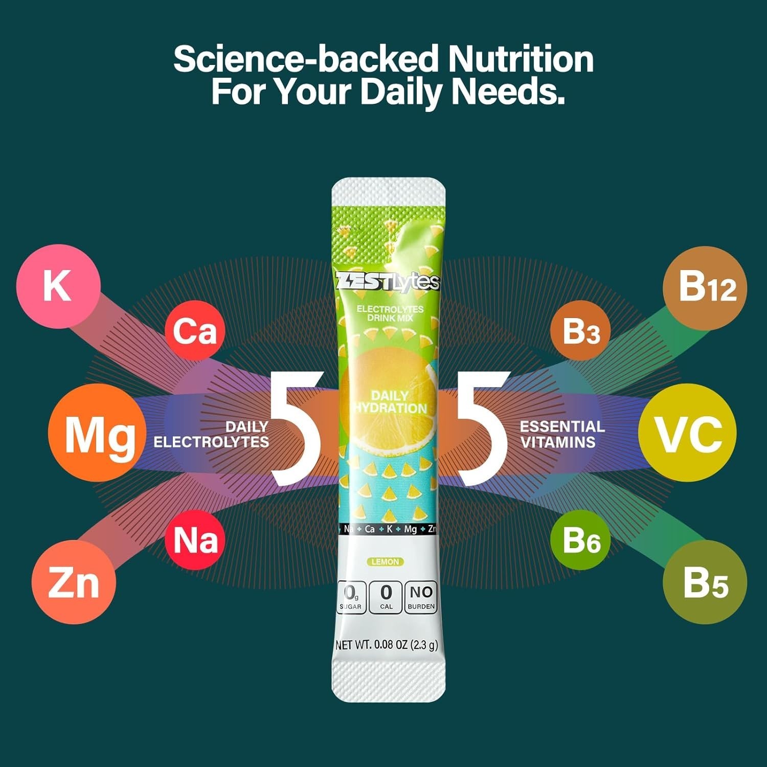 Lightly Sweet Electrolyte Drink Mix | 40 Sticks of 5 Electrolytes & 5 Vitamins