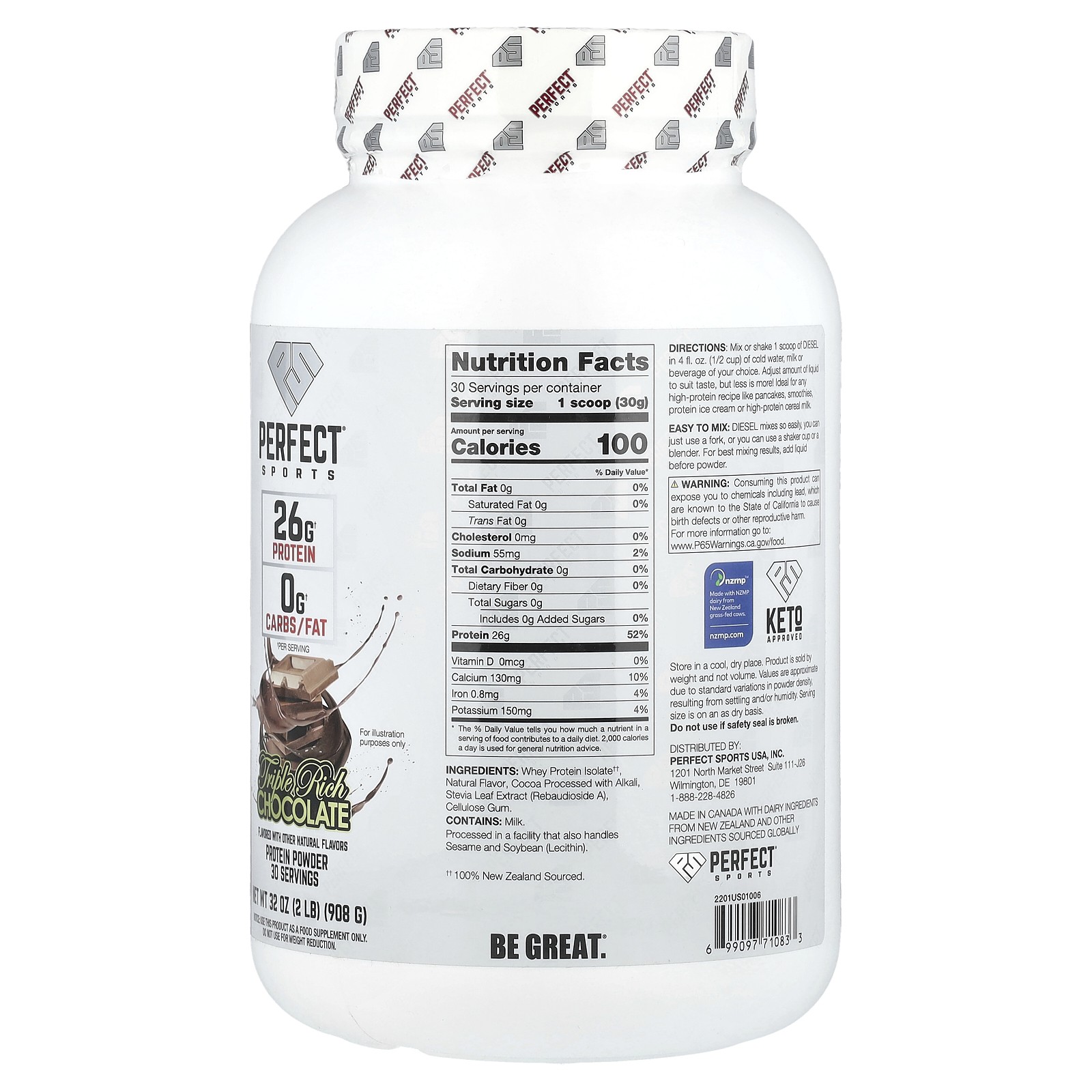 Diesel®, New Zealand Whey Isolate, Triple Rich Chocolate, 2 lb (908 g)