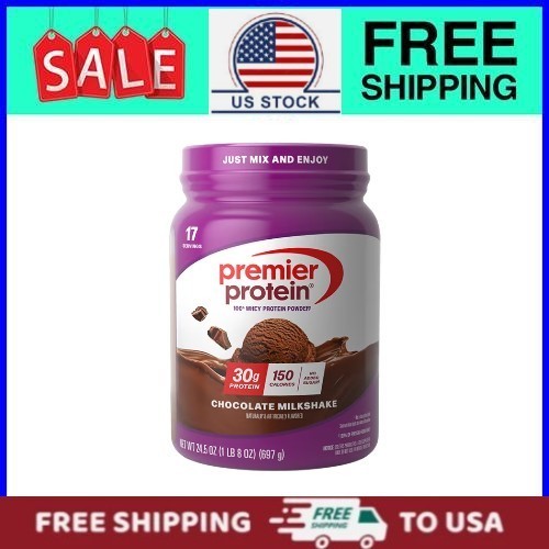 Premier Protein 100% Whey Protein Powder Chocolate Milkshake 30g Protein 24.5oz