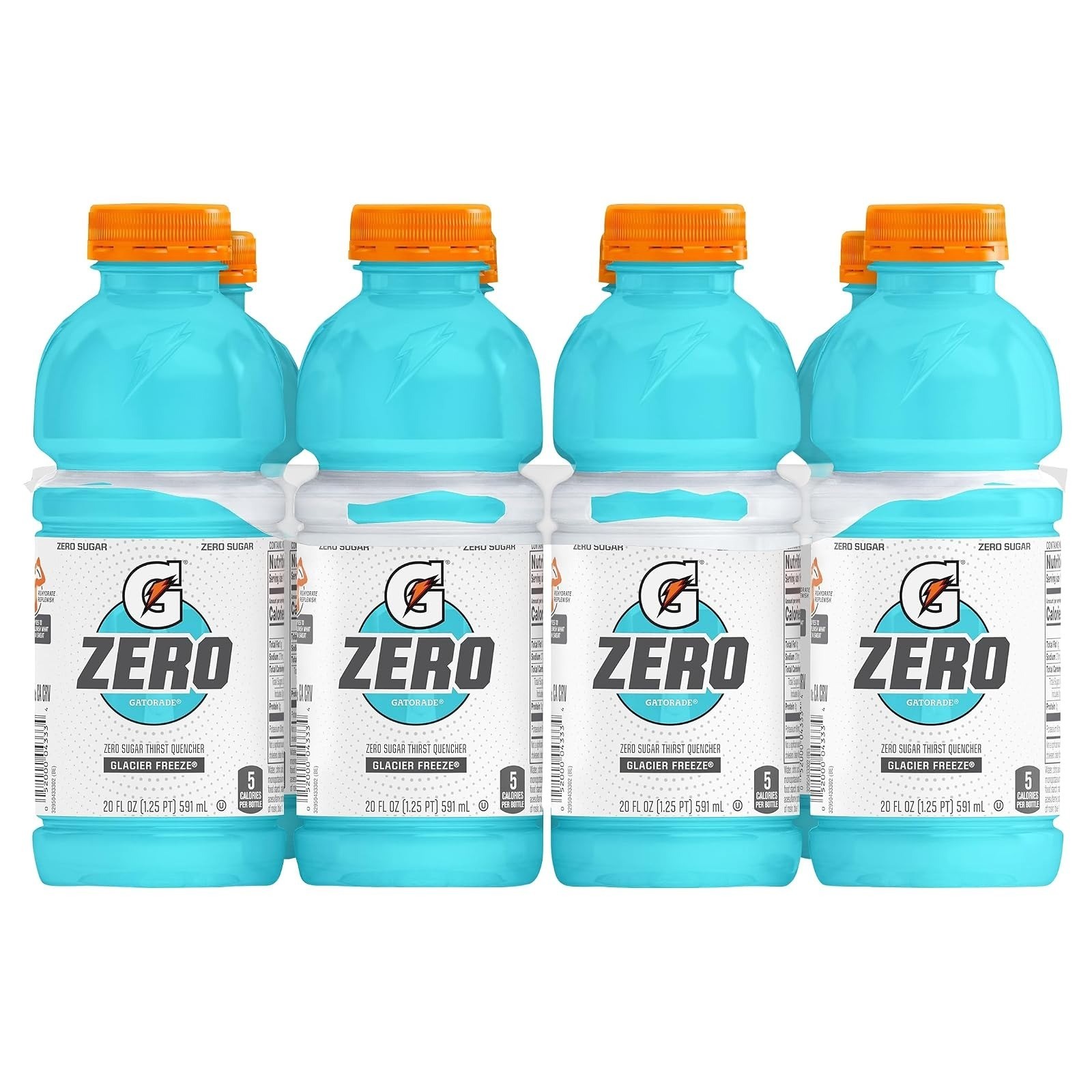 Gatorade Zero Sugar Thirst Quencher Sports Drink, Lemon-Lime, 20 oz (Pack of 8)