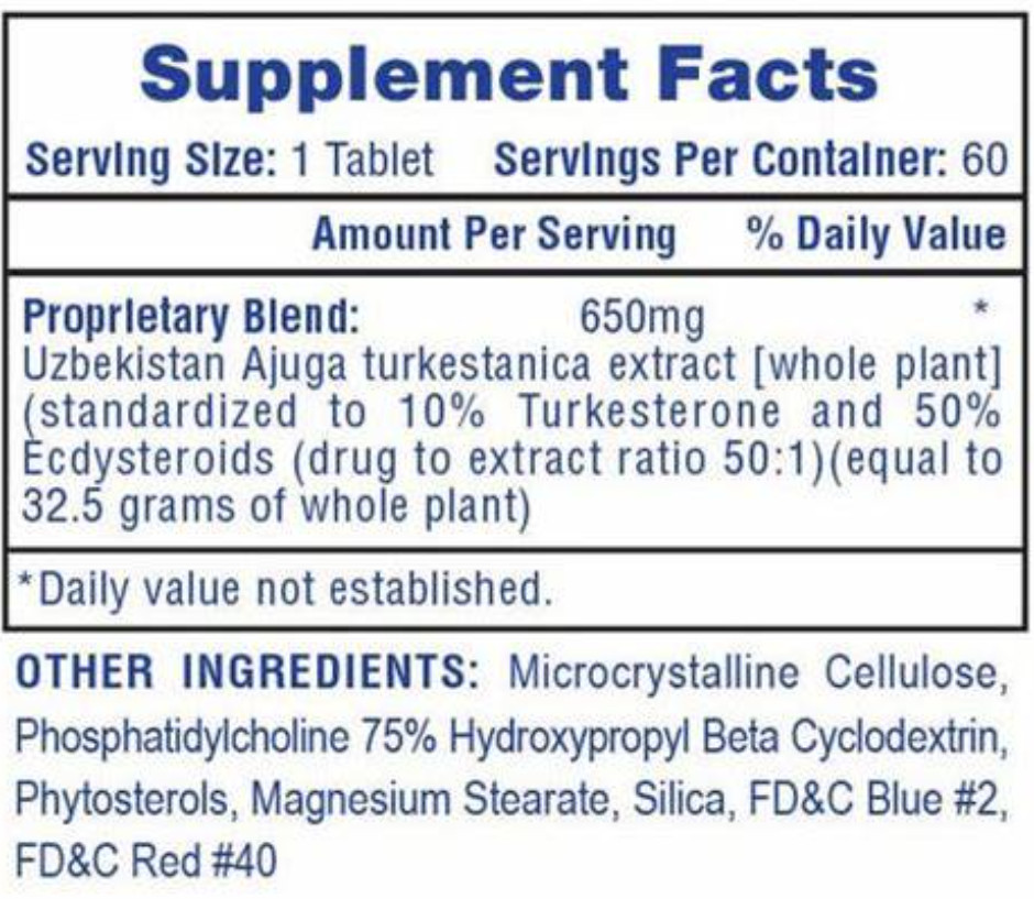 Hi-Tech Pharmaceuticals Turkesterone 650 60 Tablets