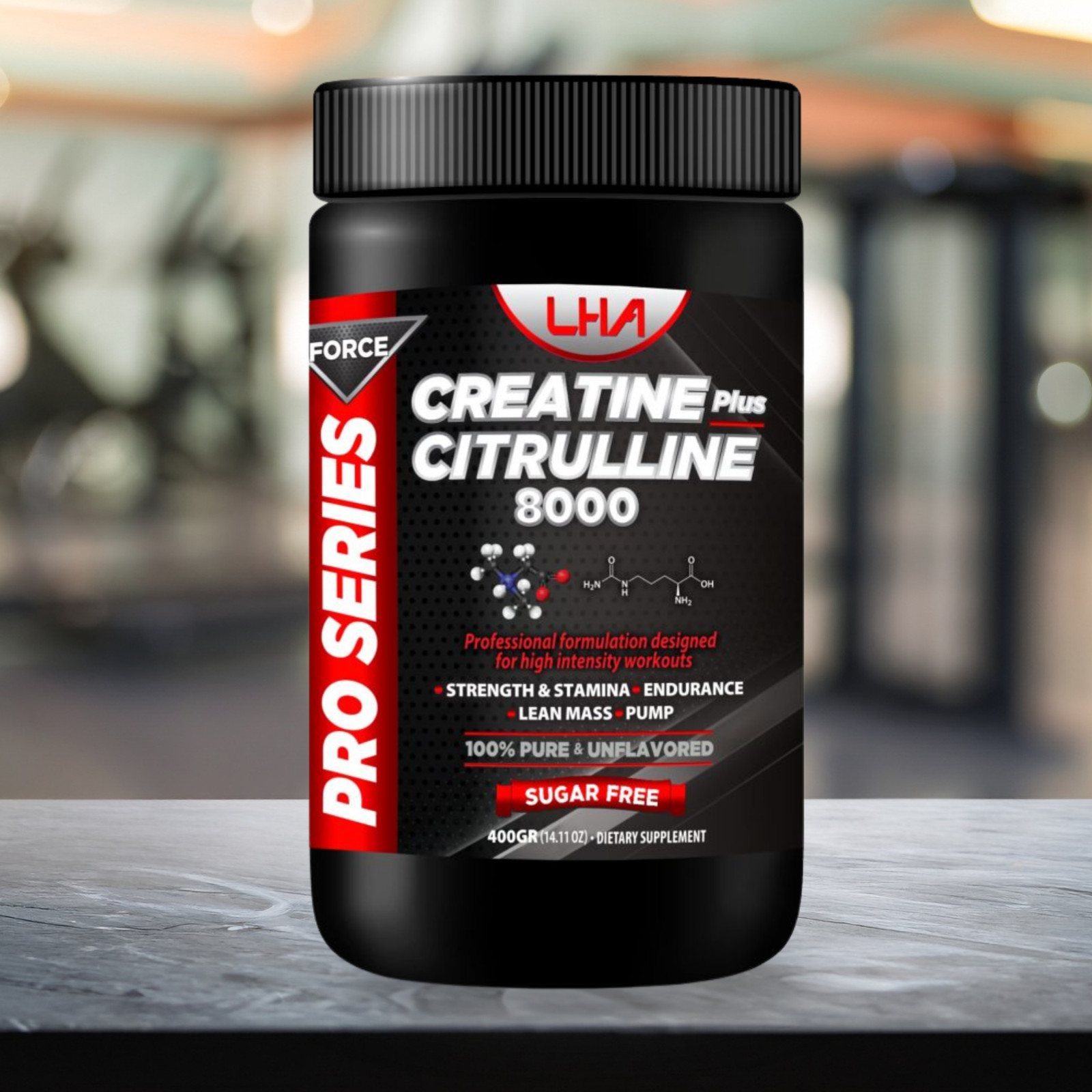 LHA Unflavored Creatine Citrulline – 400g Workout Support Formula (2-Pack)