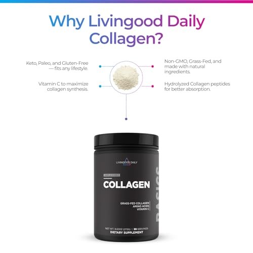 Livingood Daily Hydrolyzed Collagen Peptides Powder 30 Servings