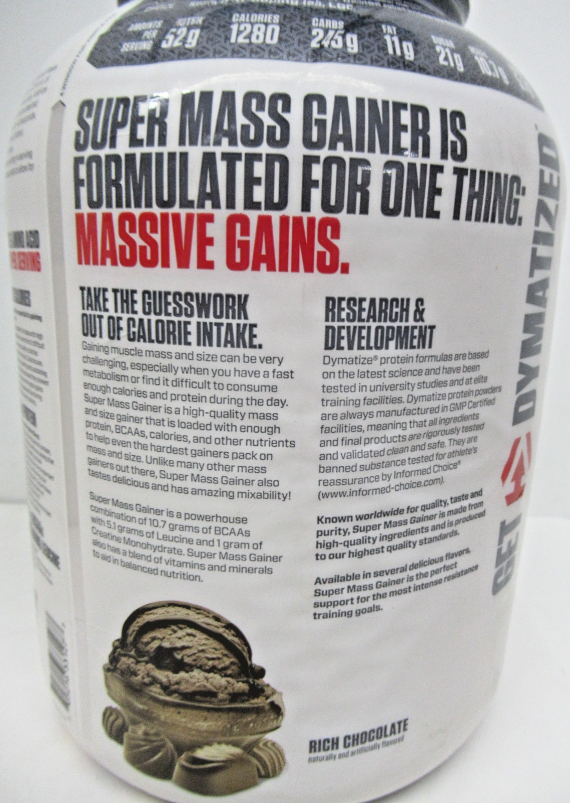 Dymatize Nutrition Super Mass Gainer Protein Powder, Rich Chocolate, 6lbs DENTED