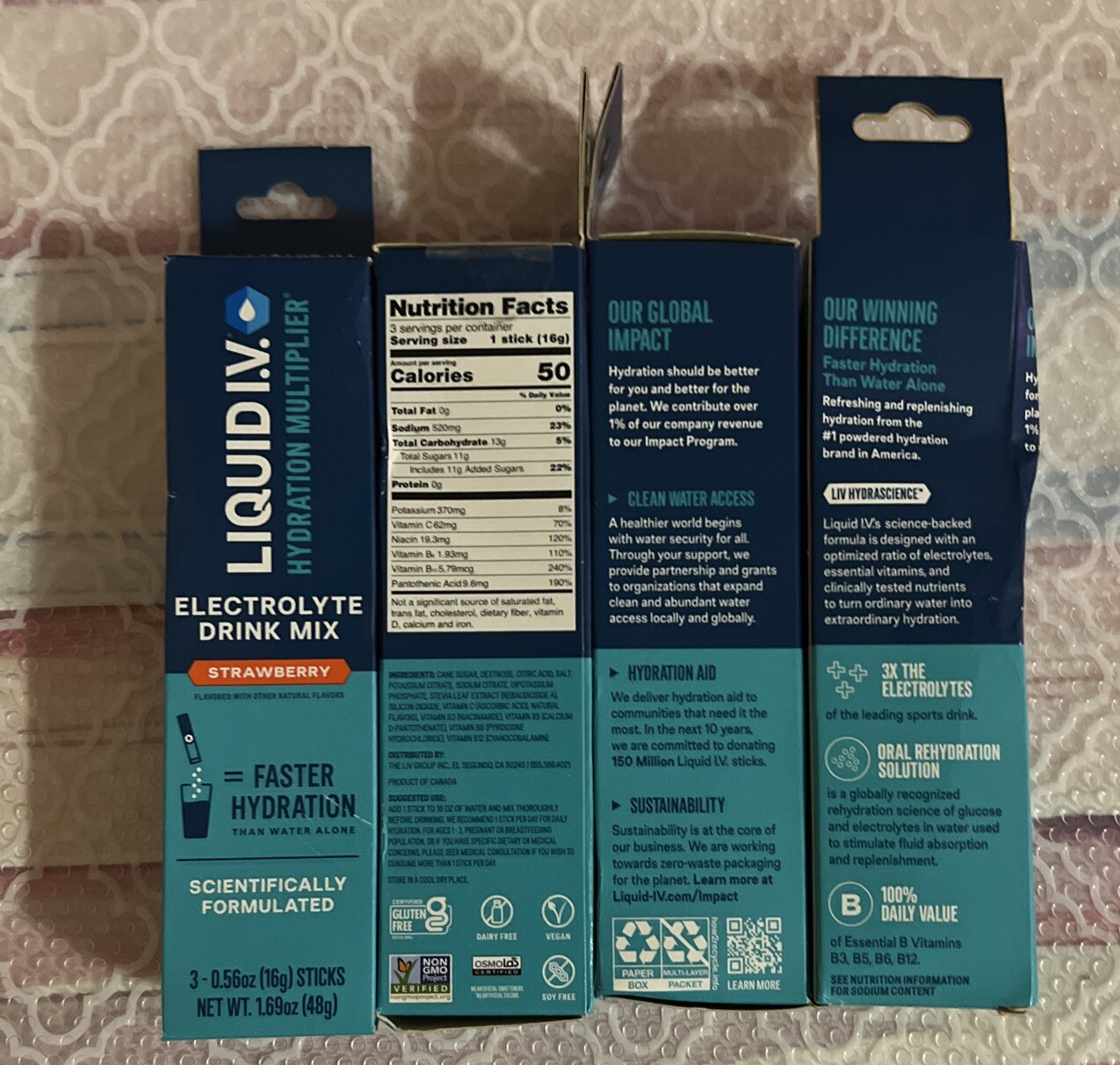 4 Hydration Multiplier Liquid I.V. Electrolyte Strawberry BB 05/26 3 – Sticks