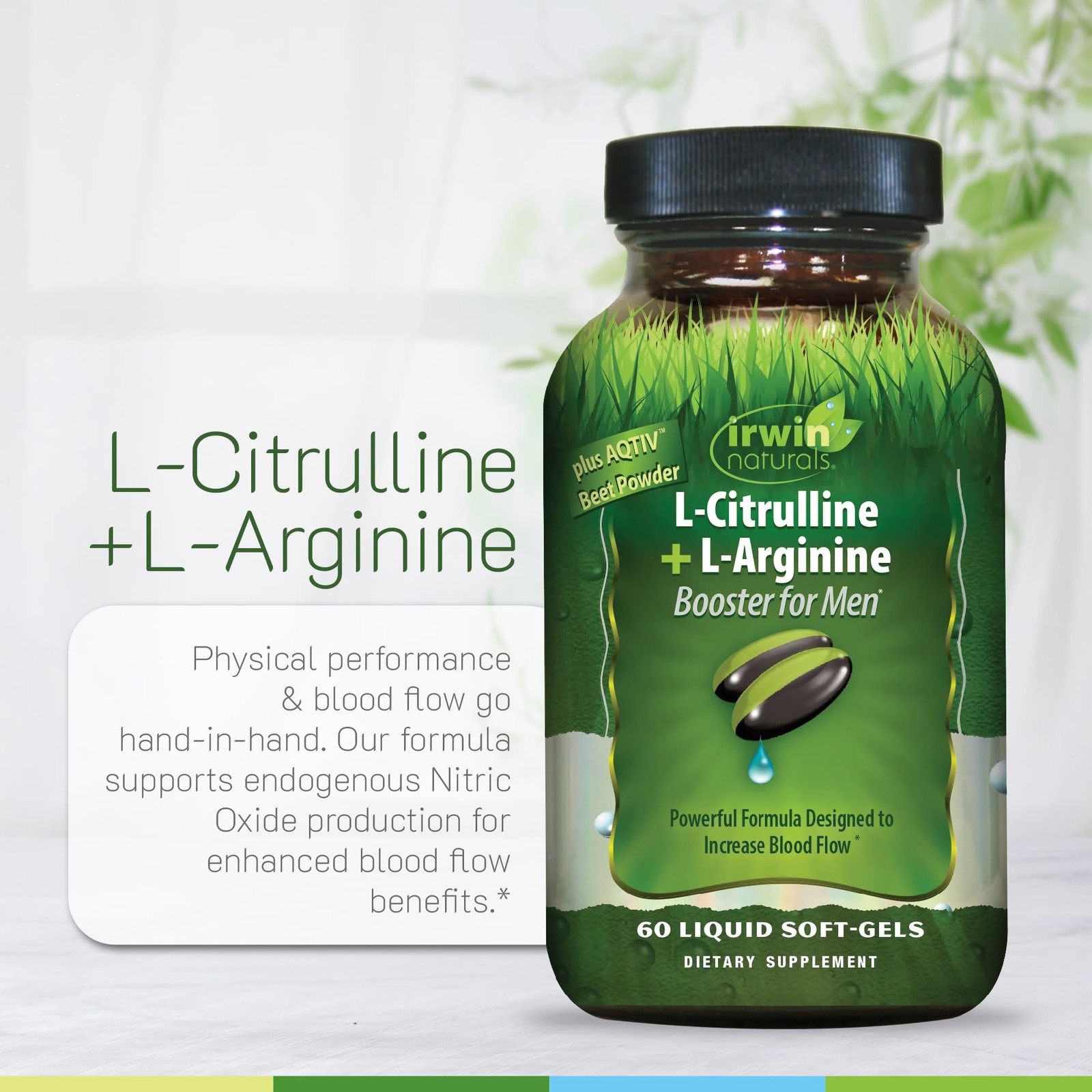 L-Citrulline + L-Arginine – 60 Liquid Soft-Gels – Nitric Oxide & Circulation