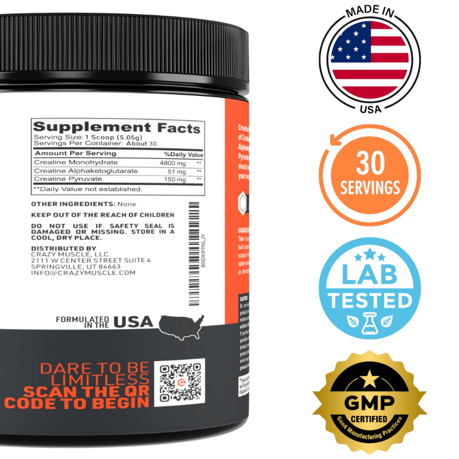 Crazy Muscle Creatine Monohydrate Fitness Powder 5g, Pure Unflavored Microniz…