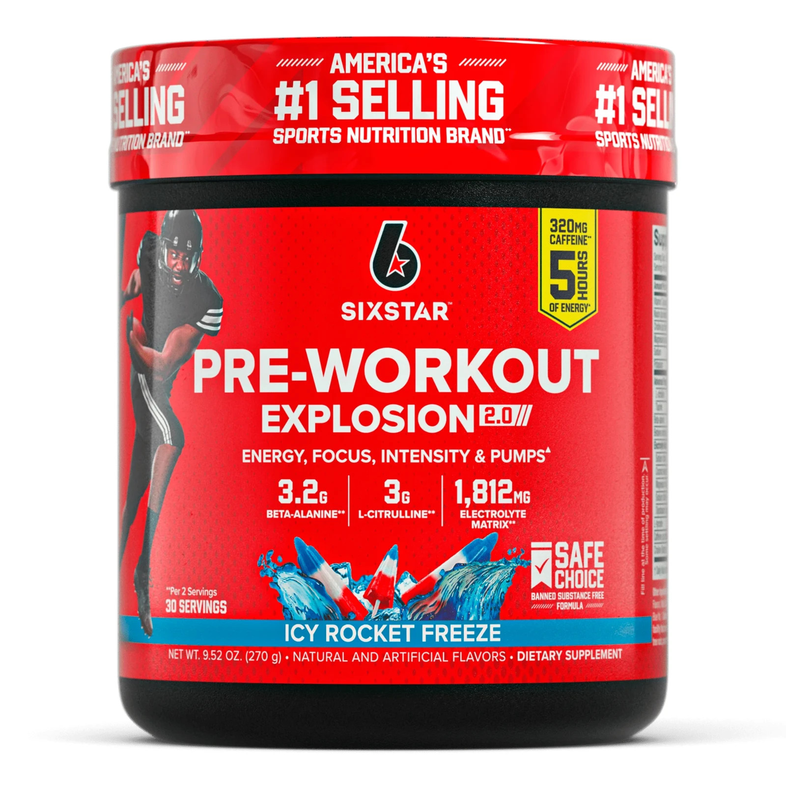 Six Star Pro Nutrition Pre-Workout Powder Explosion 2.0 Electrolyte Matrix, Icy
