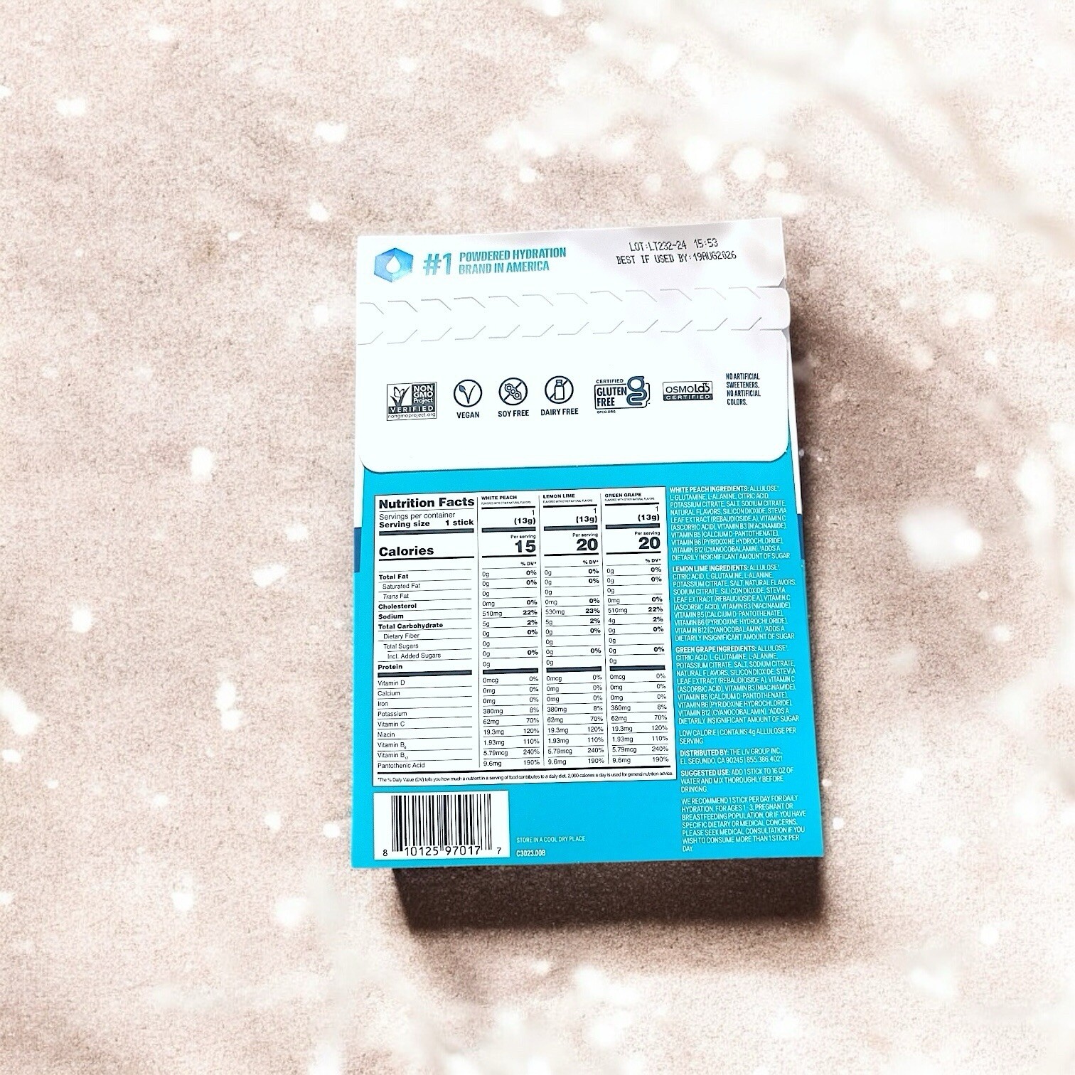 LIQUID IV Hydration Multiplier Sugar-Free 3 count sample pack 0.45 OZ EACH NIP
