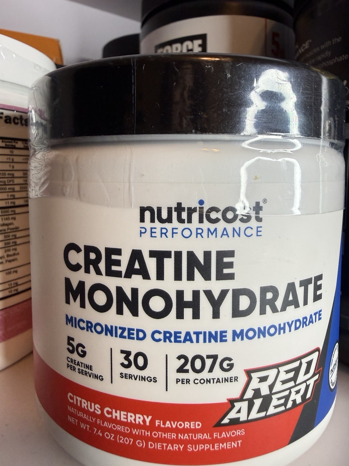 Nutricost Creatine Monohydrate Powder Citrus Cherry 7.4oz GMO-Free