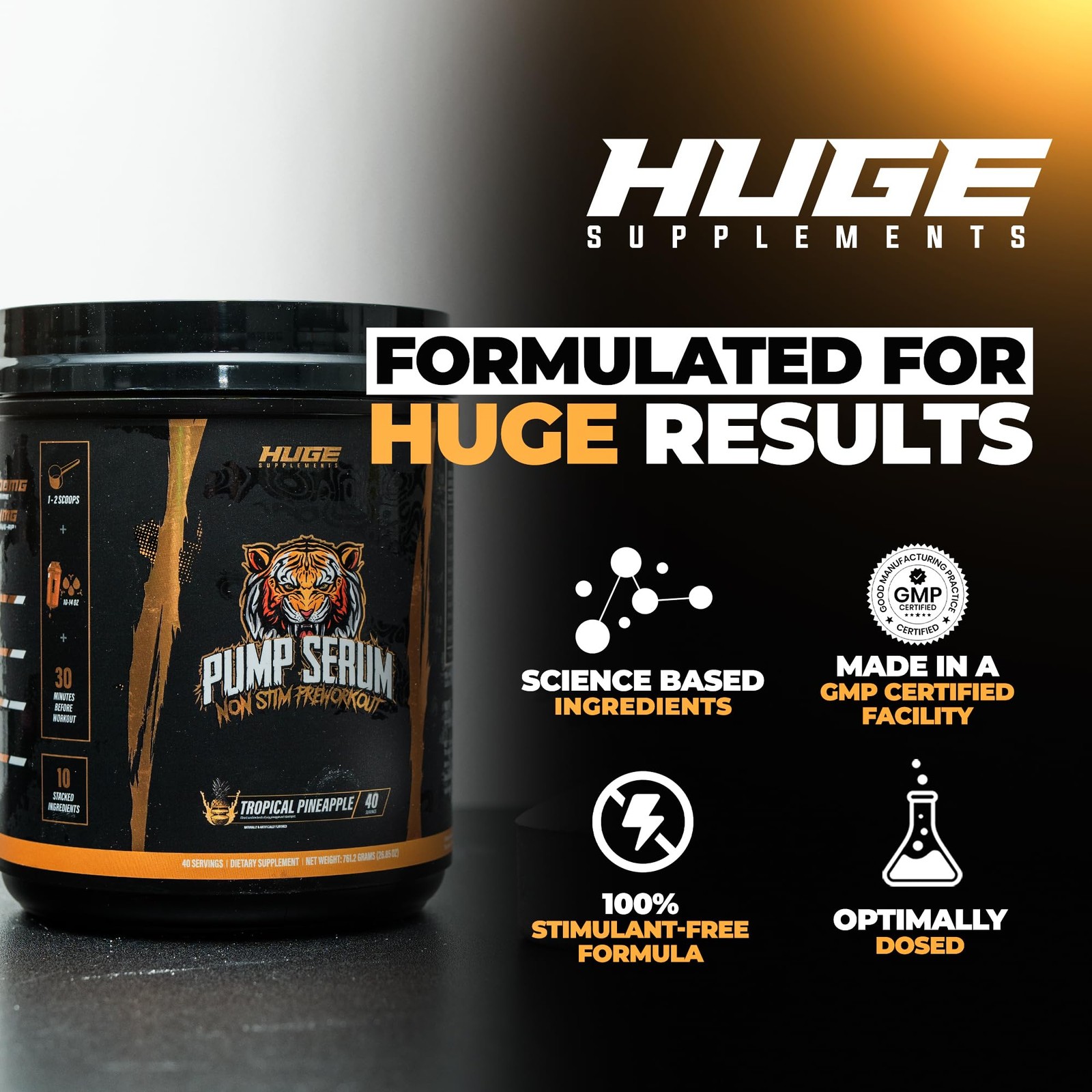 Huge Supplements Pump Serum Non-Stim Pre-Workout For Pumps Performance
