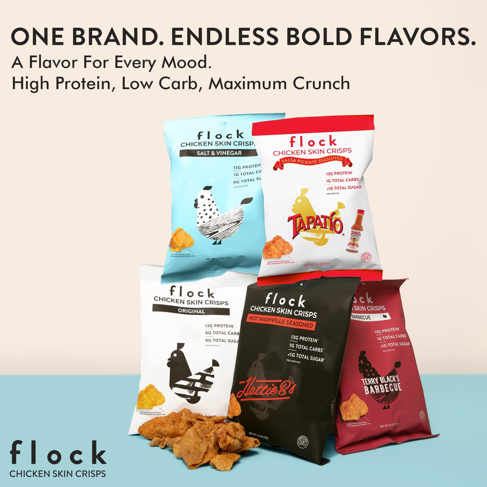 (Pack of 24) Flock Chips Chicken Hattie BS Protein Natural Grocery 1 Oz