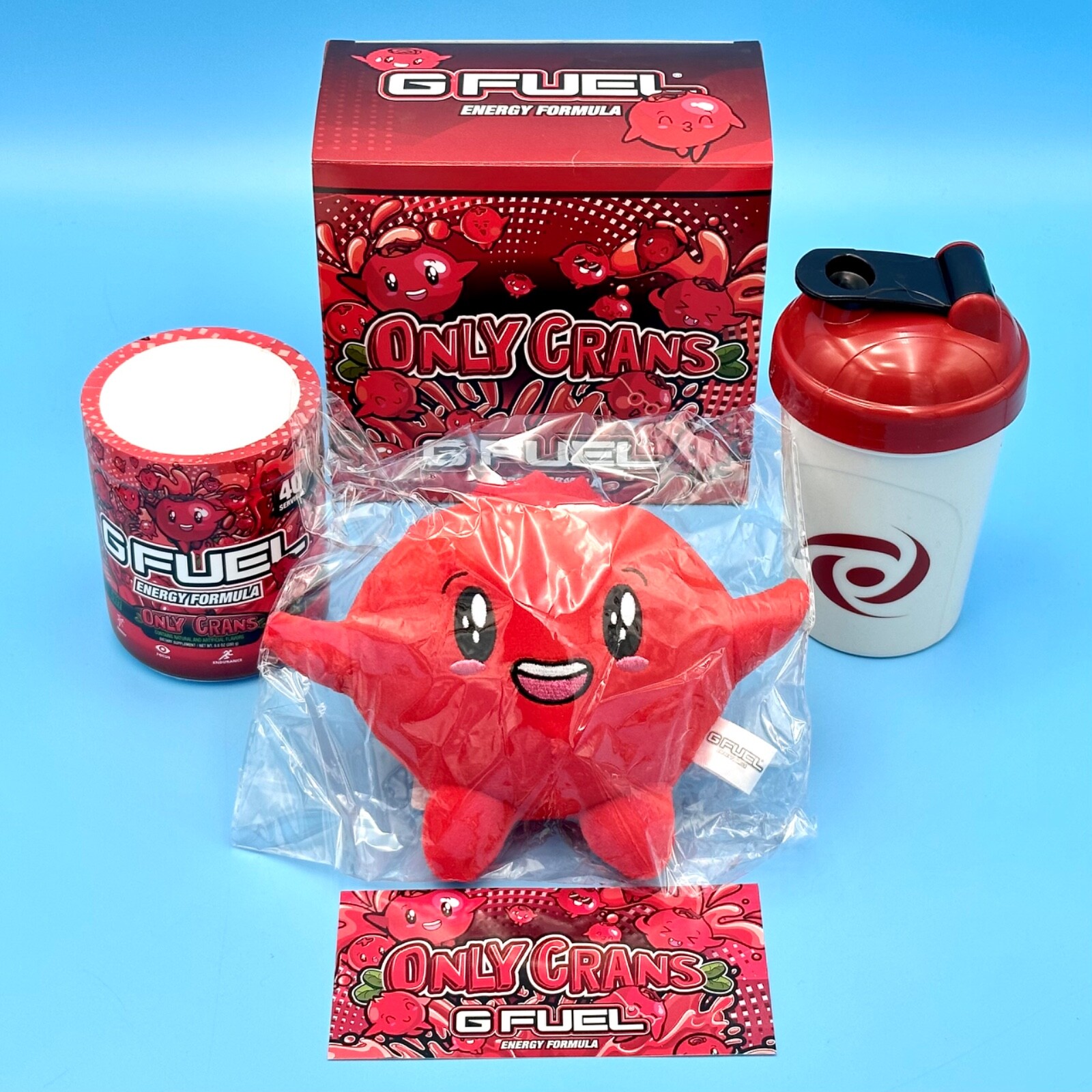 G Fuel Only Crans Collector’s Box Crandrew Plushie Figure Tub Sticker Shaker Cup