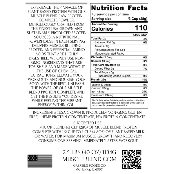 Muscle Blend Protein Complete, USA, 48 oz Pouch , All Natural, UNFLAVORED