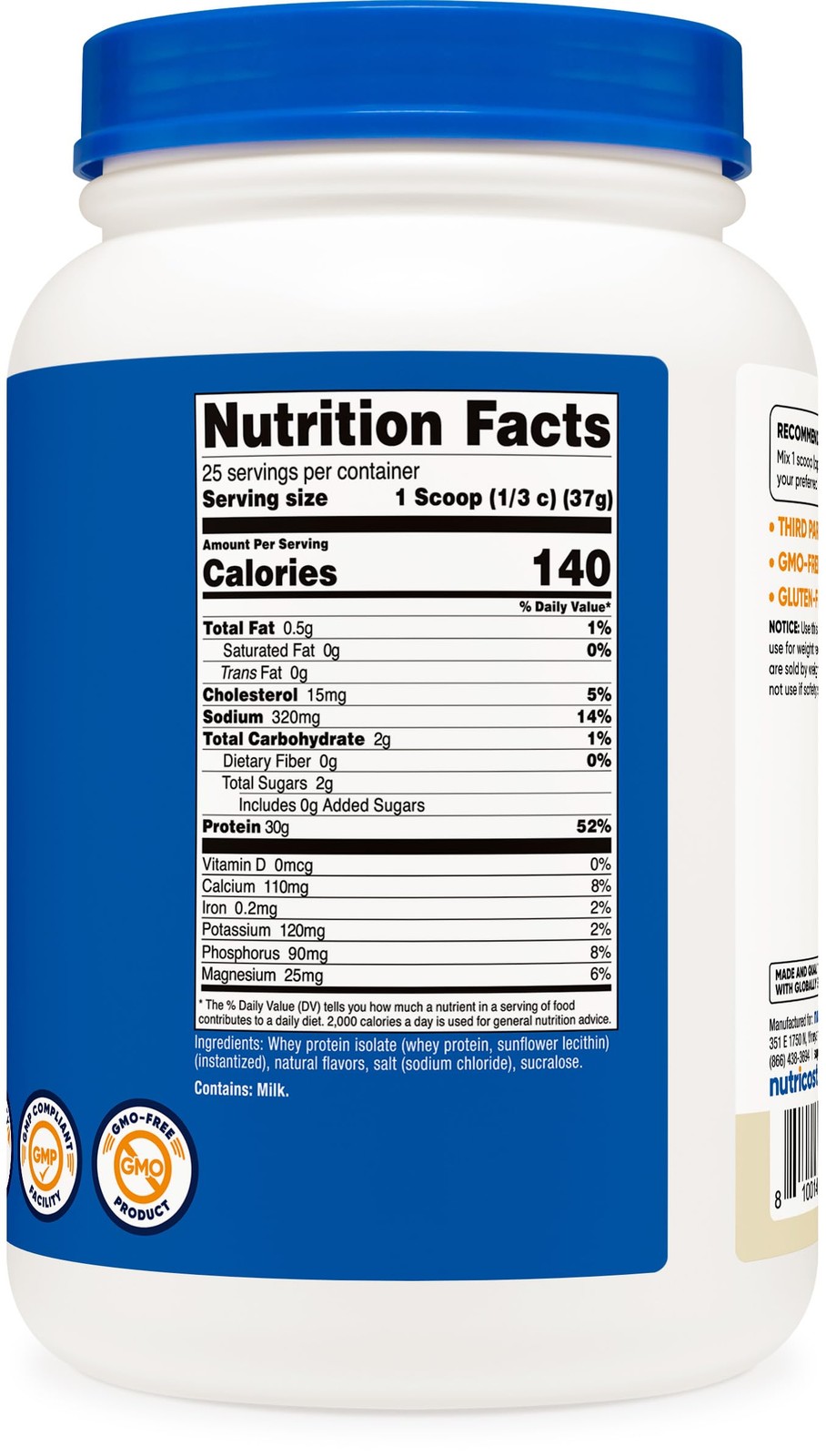 Nutricost Whey Protein Isolate Powder (Vanilla) 2LBS 2 Pound (Pack of 1)