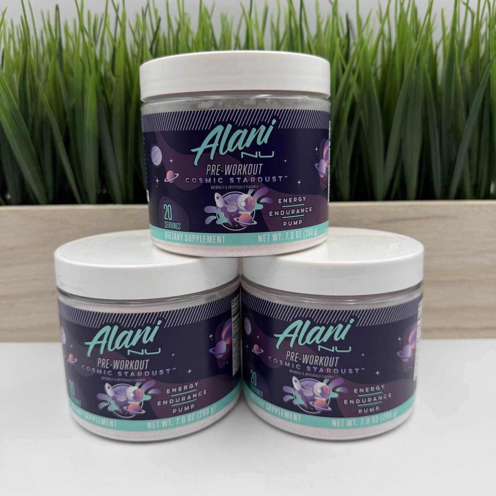 (3) ALANI NU Pre Workout Powder COSMIC STARDUST Energy Dietary Supplement