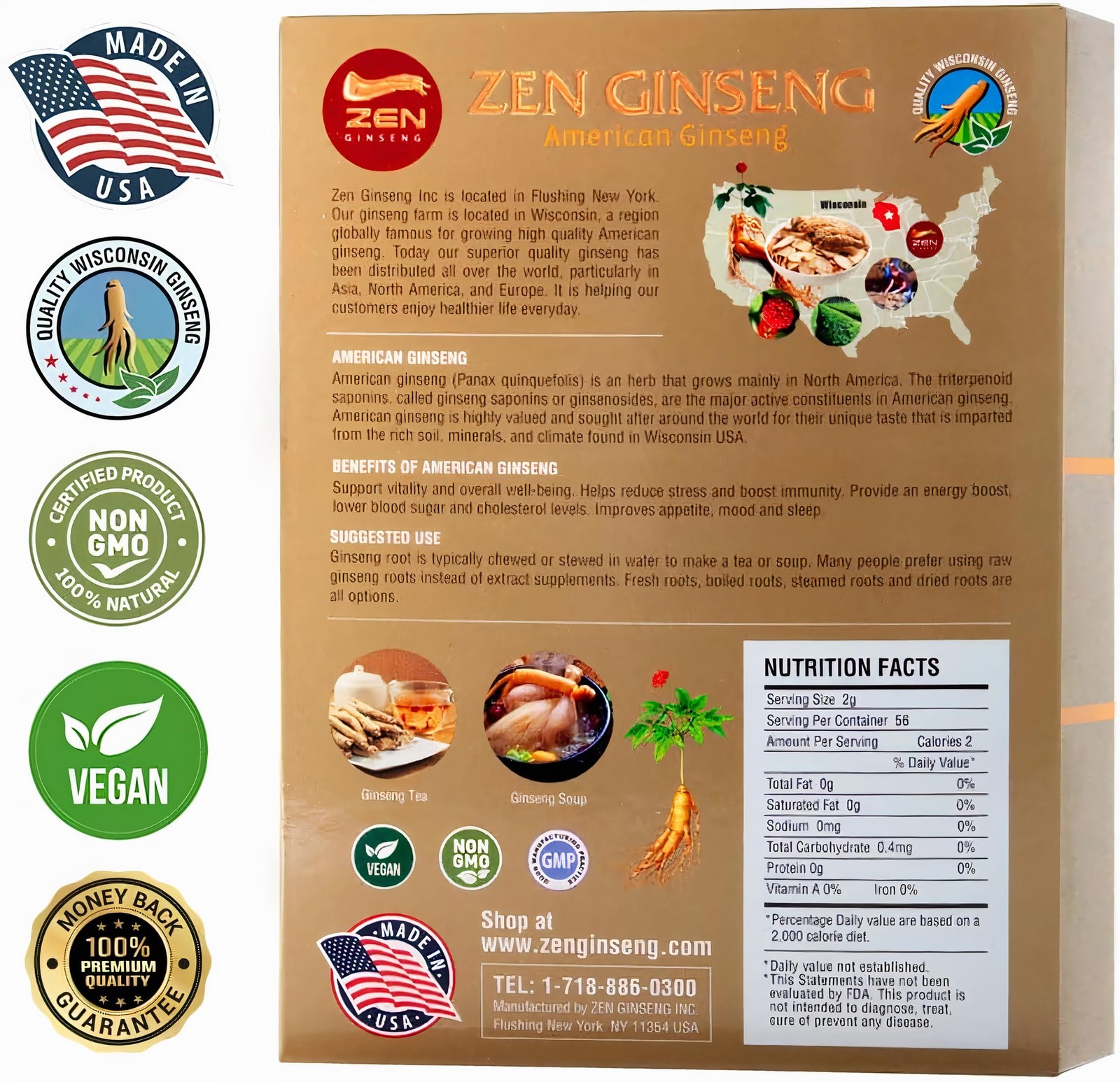 American Wisconsin Ginseng Slices — Improved Energy, Performance, & Mental