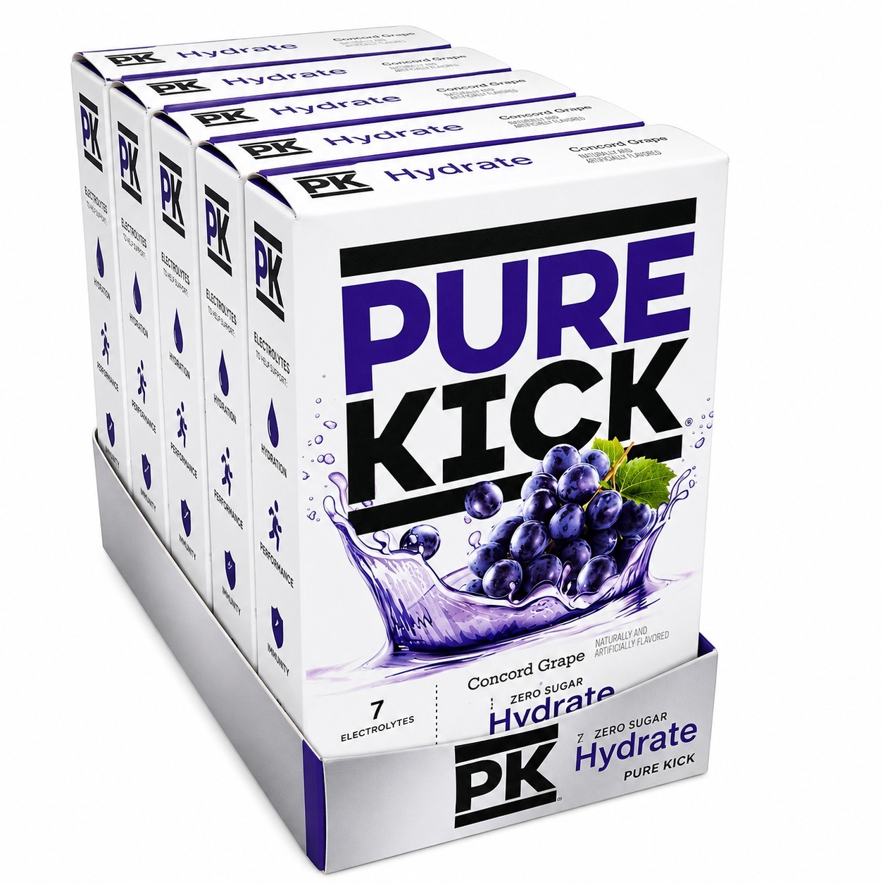 PURE KICK Concord Grape Zero Sugar Electrolyte Drink Mix Water Enhancer 36