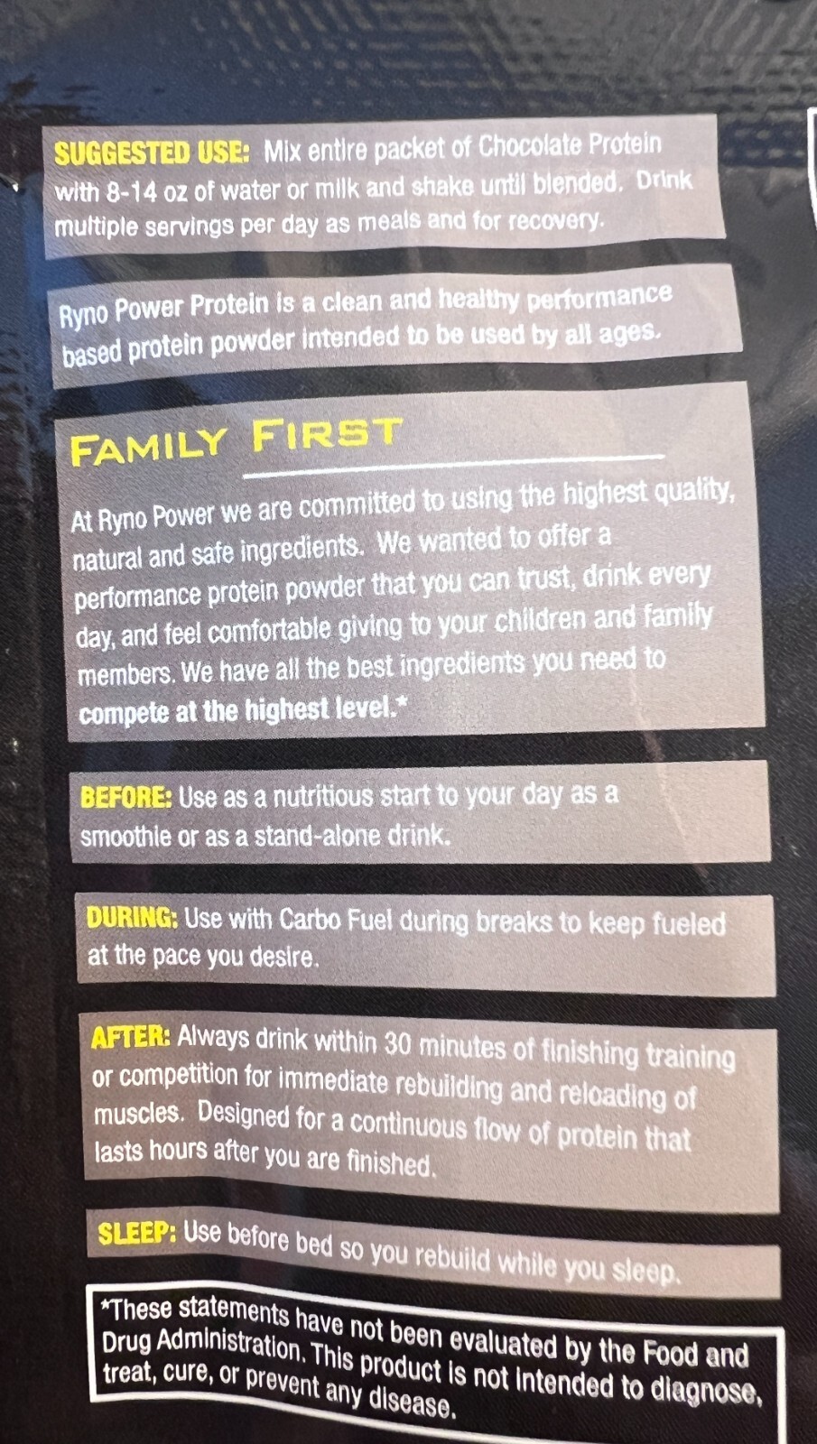 Ryno Power Chocolate Protein Powder 1 Serving Whey 27g 8.5g BCAA Recovery Drink