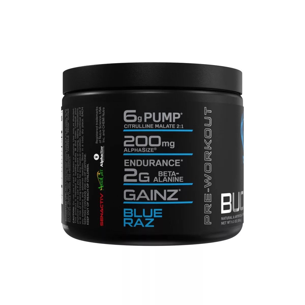 Bucked Up Pre-Workout Powder with 200mg Caffeine – Blue Raz (25 Servings)