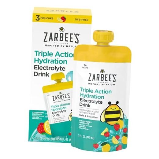 Zarbee’s Triple Action Hydration 5 Fl Oz (Pack of 3) Strawberry Lemonade