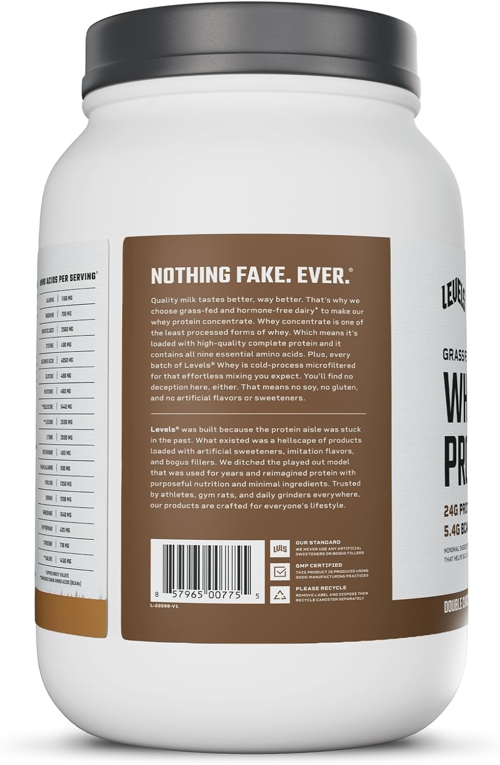 Levels Grass Fed Whey Protein Powder, No Artificials, 24G of Protein, Double …