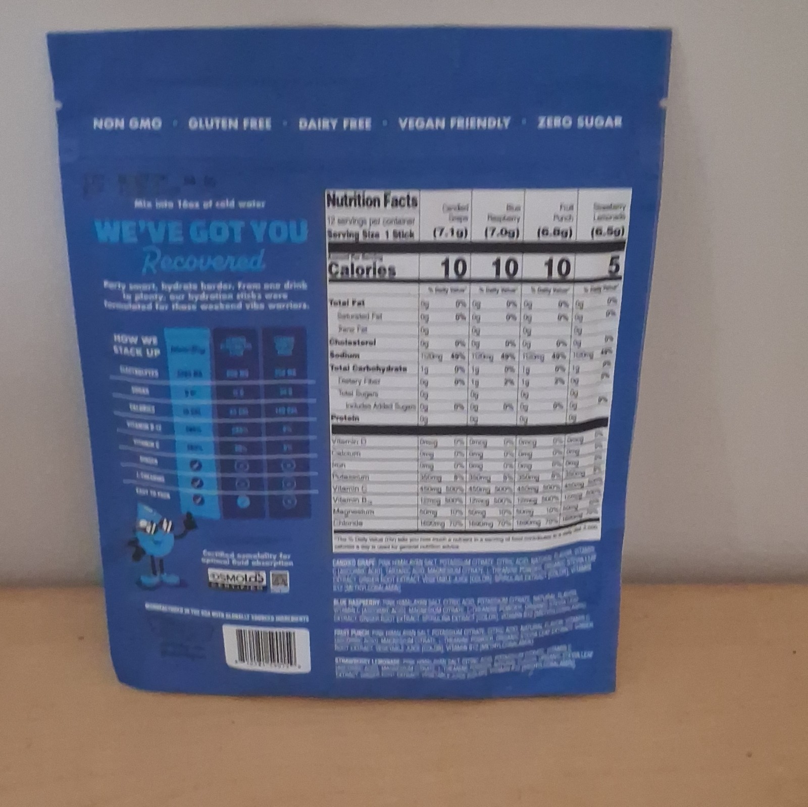 WaterBoy Weekend Recovery Electrolyte Drink Mix, 12 Sticks, Zero Sugar, Vegan