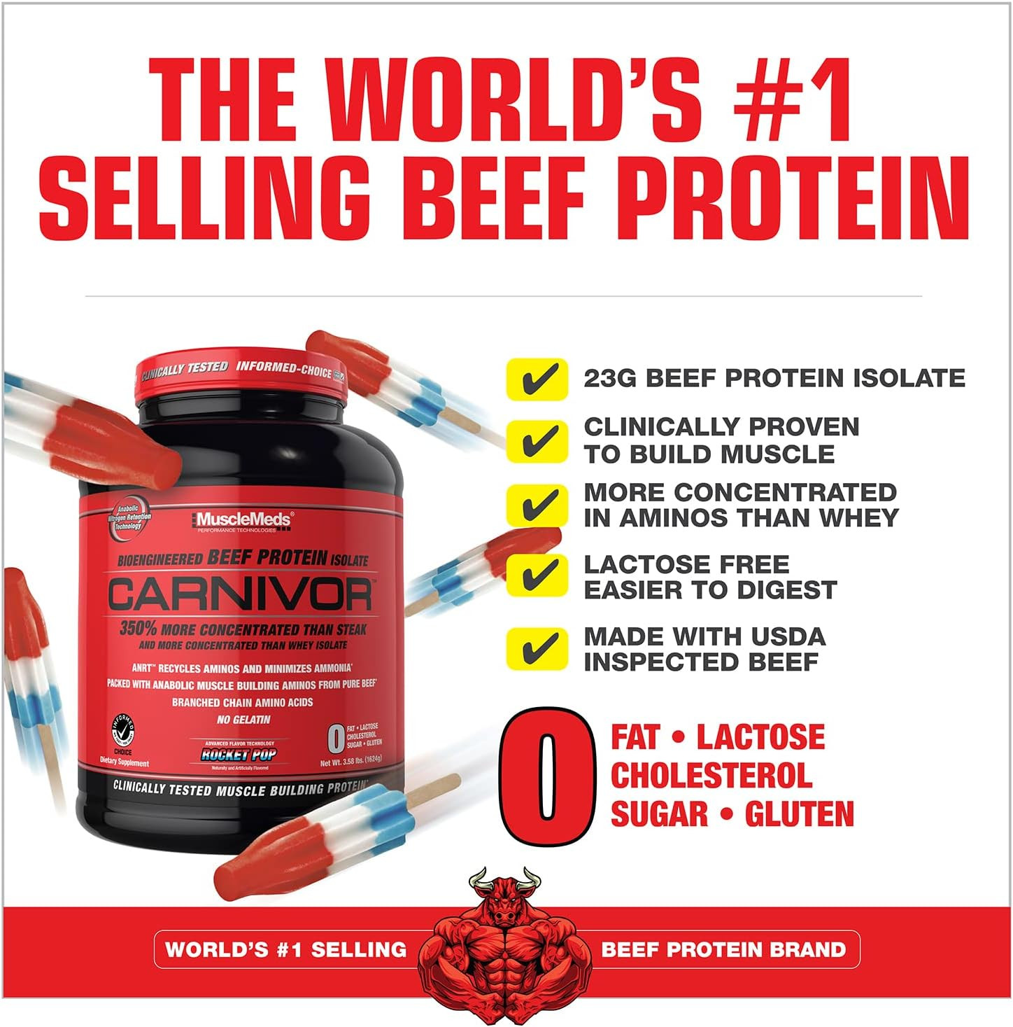 CARNIVOR Beef Protein Isolate Powder, Muscle Building, Recovery, Lactose Free, S