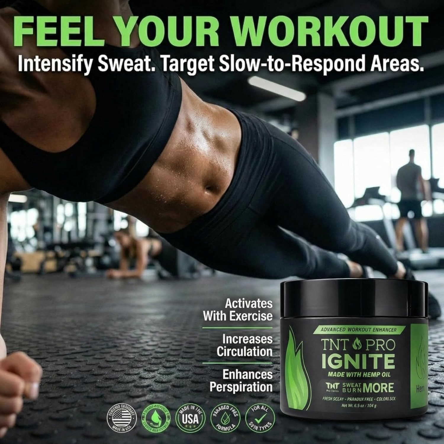 TNT Pro Sweat Cream – 6.5oz Firming Pre-Workout Hot Gel for All Skin Types
