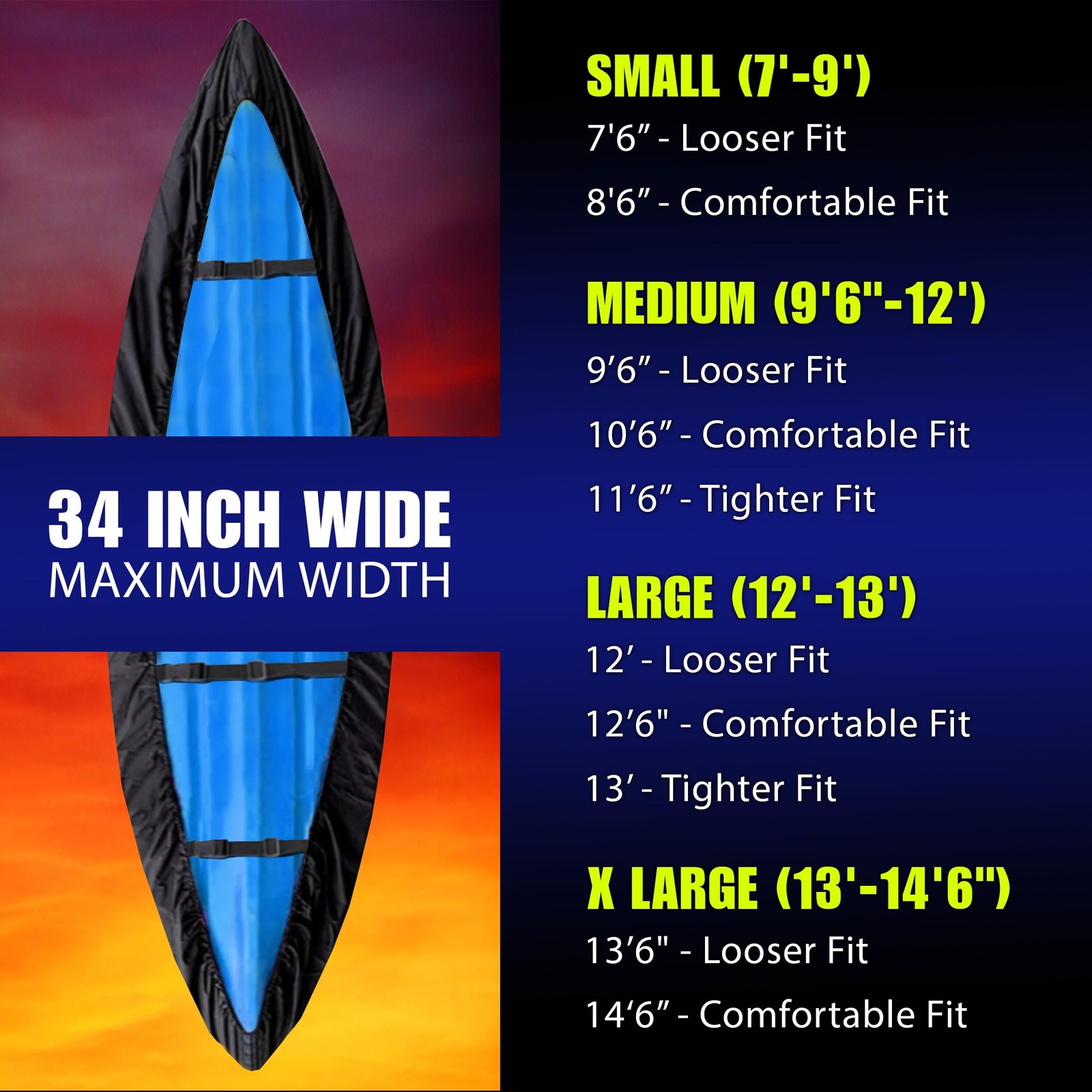 Best Marine and Outdoors Kayak Cover, Extra Thick 600D, Indoor Outdoor Storage,