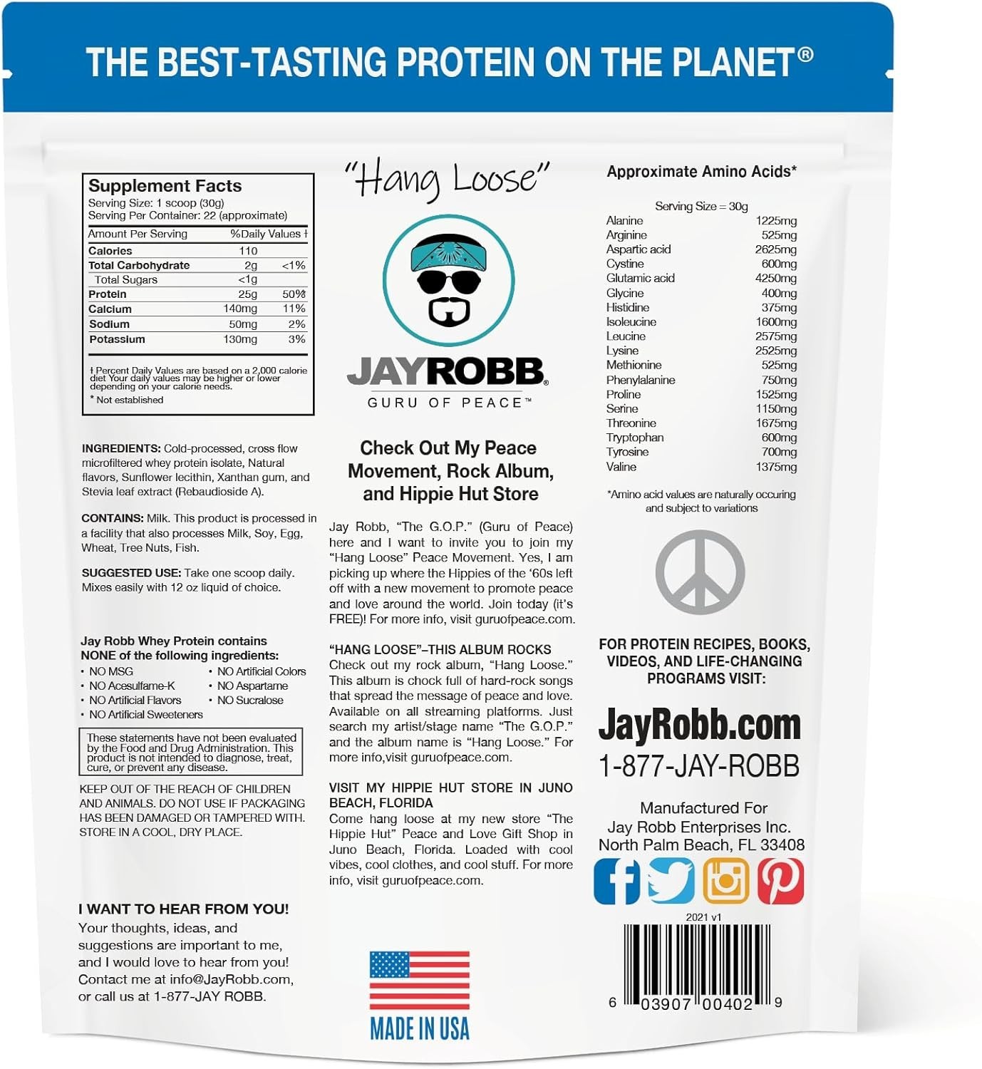 Jay Robb Whey Protein Isolate Vanilla 80 oz / 5 lb / 2268 g Each (Pack of 3)