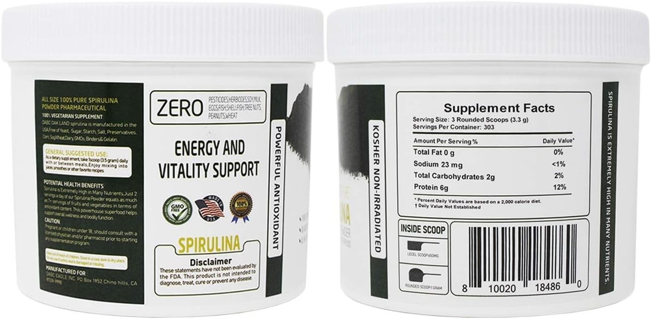 Spirulina Powder 16 Ounce ,Substitute protein powder, 100% Vegetarian, 1LB