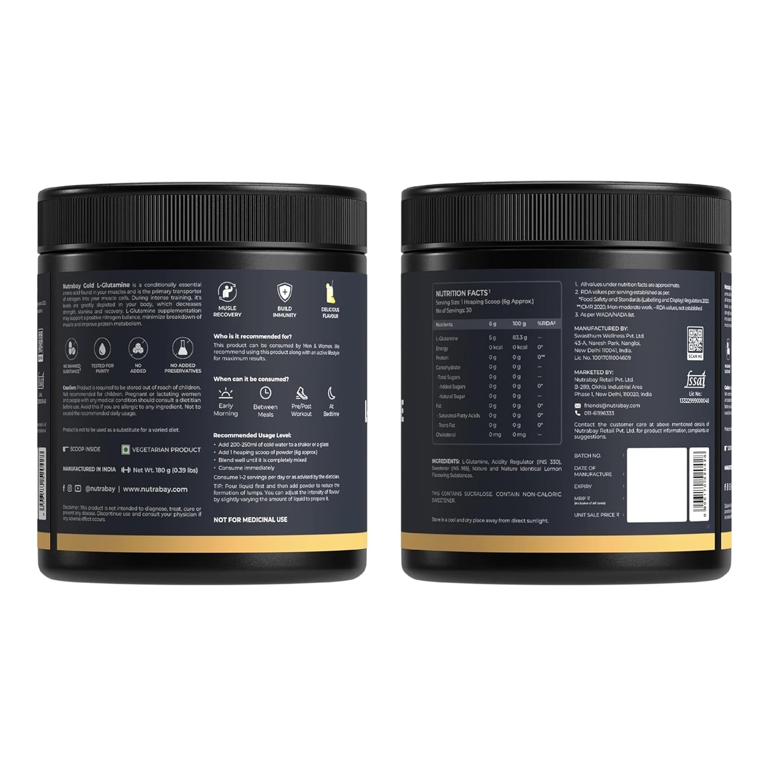L-Glutamine Powder – Post Workout Amino Acid for Muscle Growth & Recovery