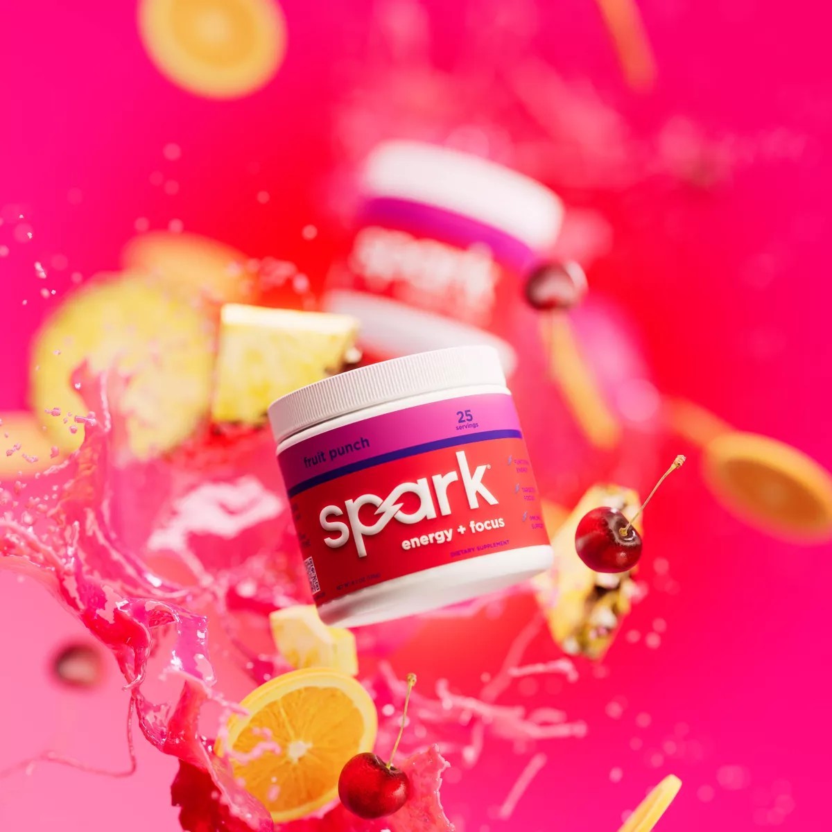 Spark Energy + Focus Powder Fruit Punch Zero Sugar Vegan 25 Servings 6.2 oz
