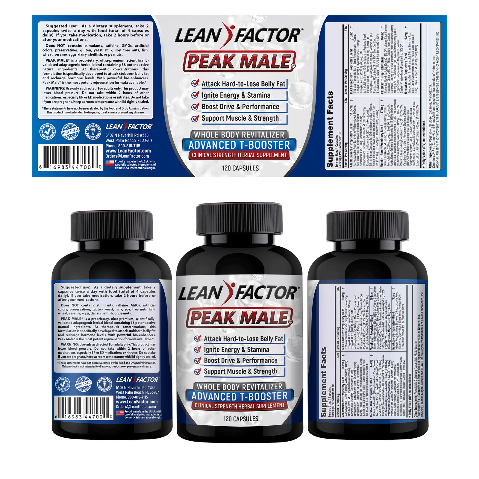Peak Male Professional Strength Testosterone Booster – Melt Away Belly Fat