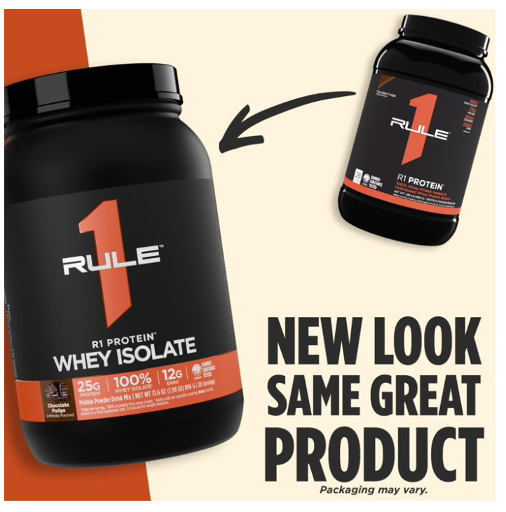 Rule 1 R1 Whey Isolate Protein Vanilla Creme 25g Protein 1.5 lb Powder
