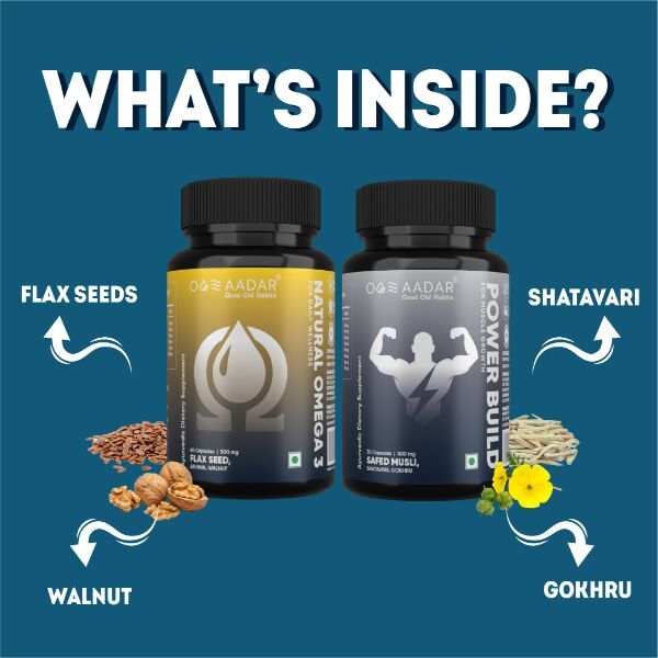 Power Build & Natural Omega 3 Fitness Combo Pack (60 Cap X 2) Shatavari Flaxseed