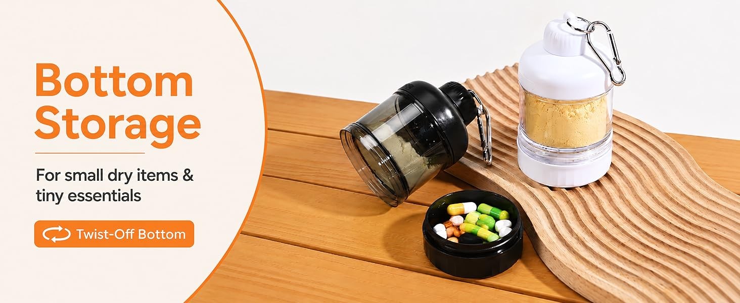 2 Pack Protein Powder Container to Go with Keychain & Keyring, Large Capacity,