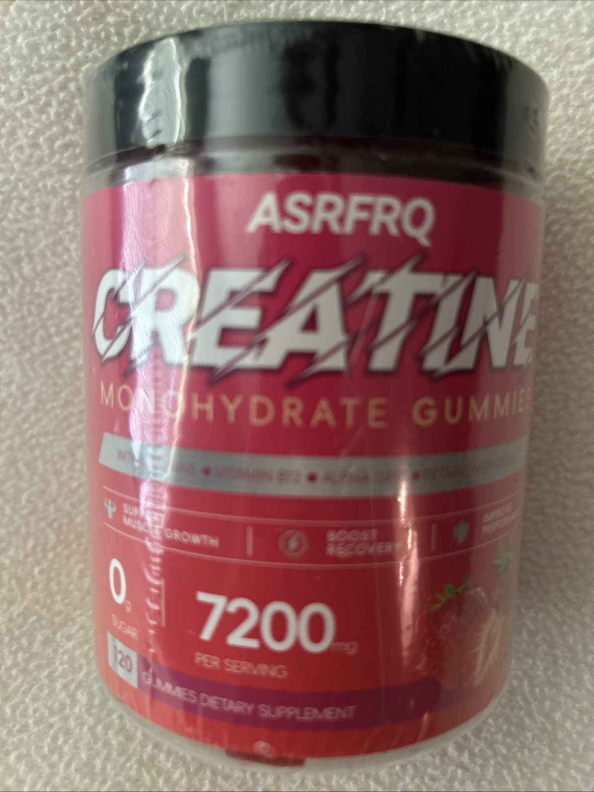 Creatine Monohydrate 7200mg Gummy 120 Count Gummies Sugar Free Expires 10/9/26