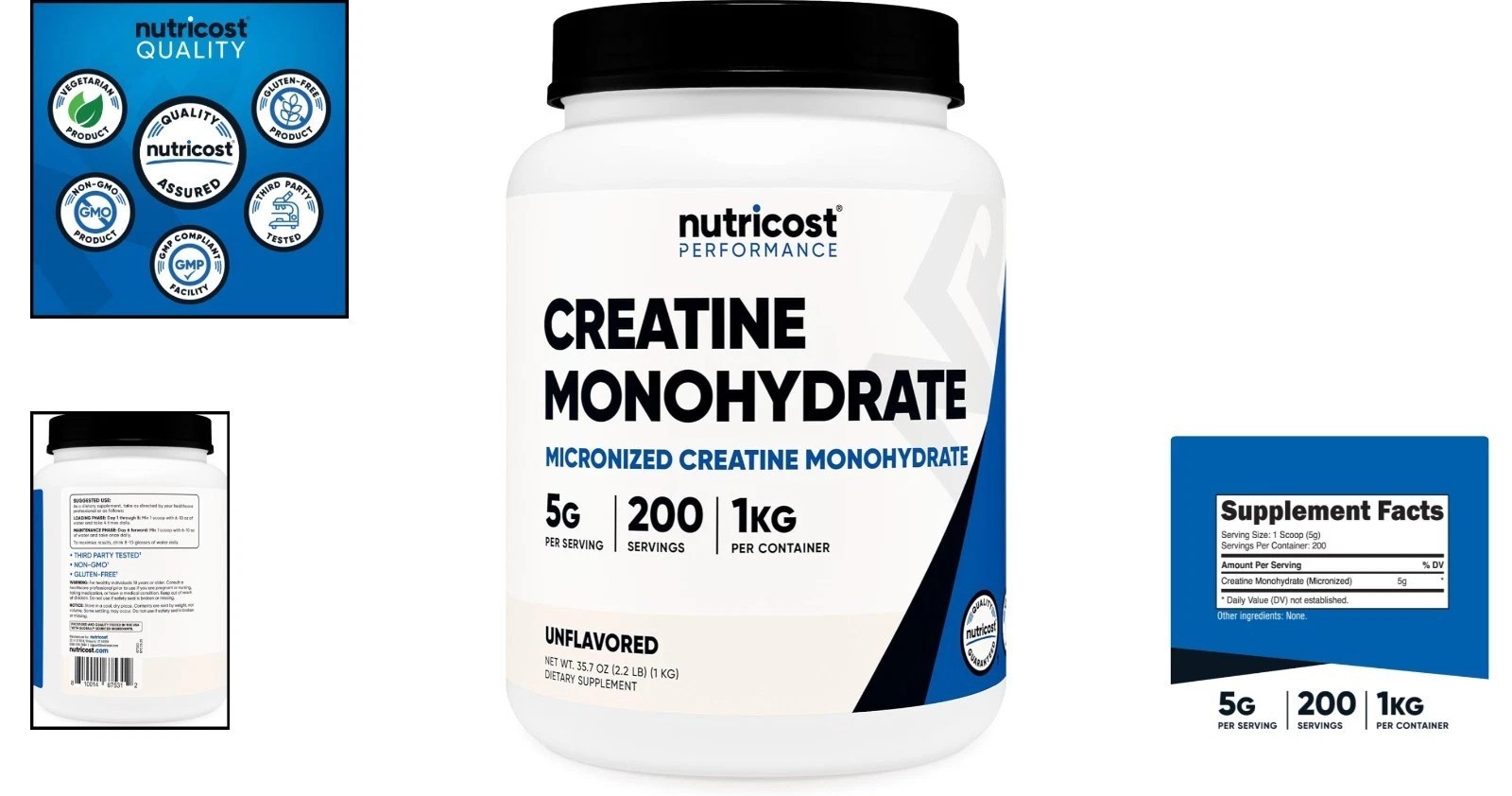 Pure Creatine Monohydrate Powder 1KG for Muscle Growth