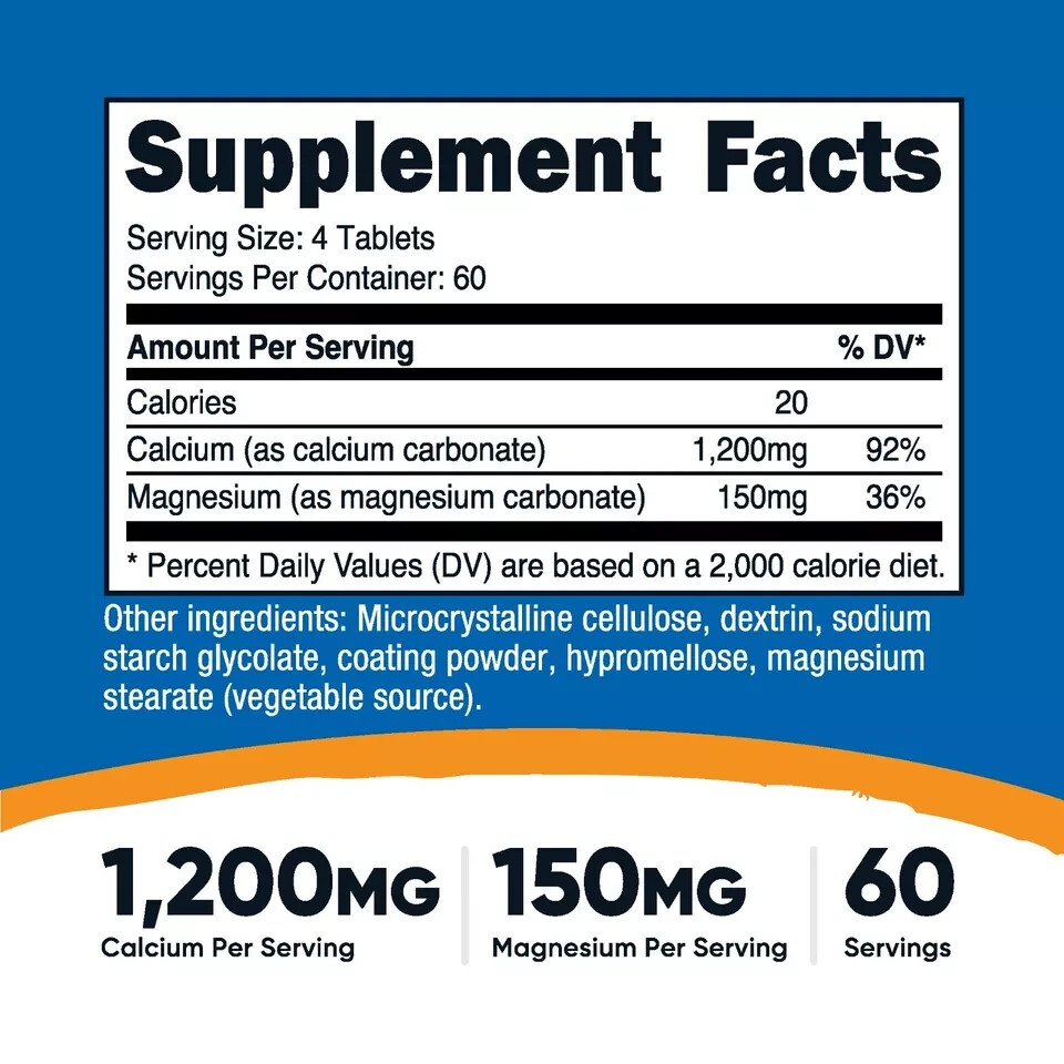 Nutricost Calcium & Magnesium 240 Tabs 60 Servings- EXP 4-2027