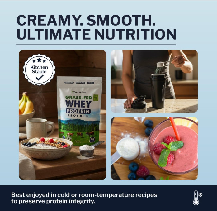 Grass-Fed Whey Isolate Protein Powder, Unflavored, 1 lb, 28g Protein