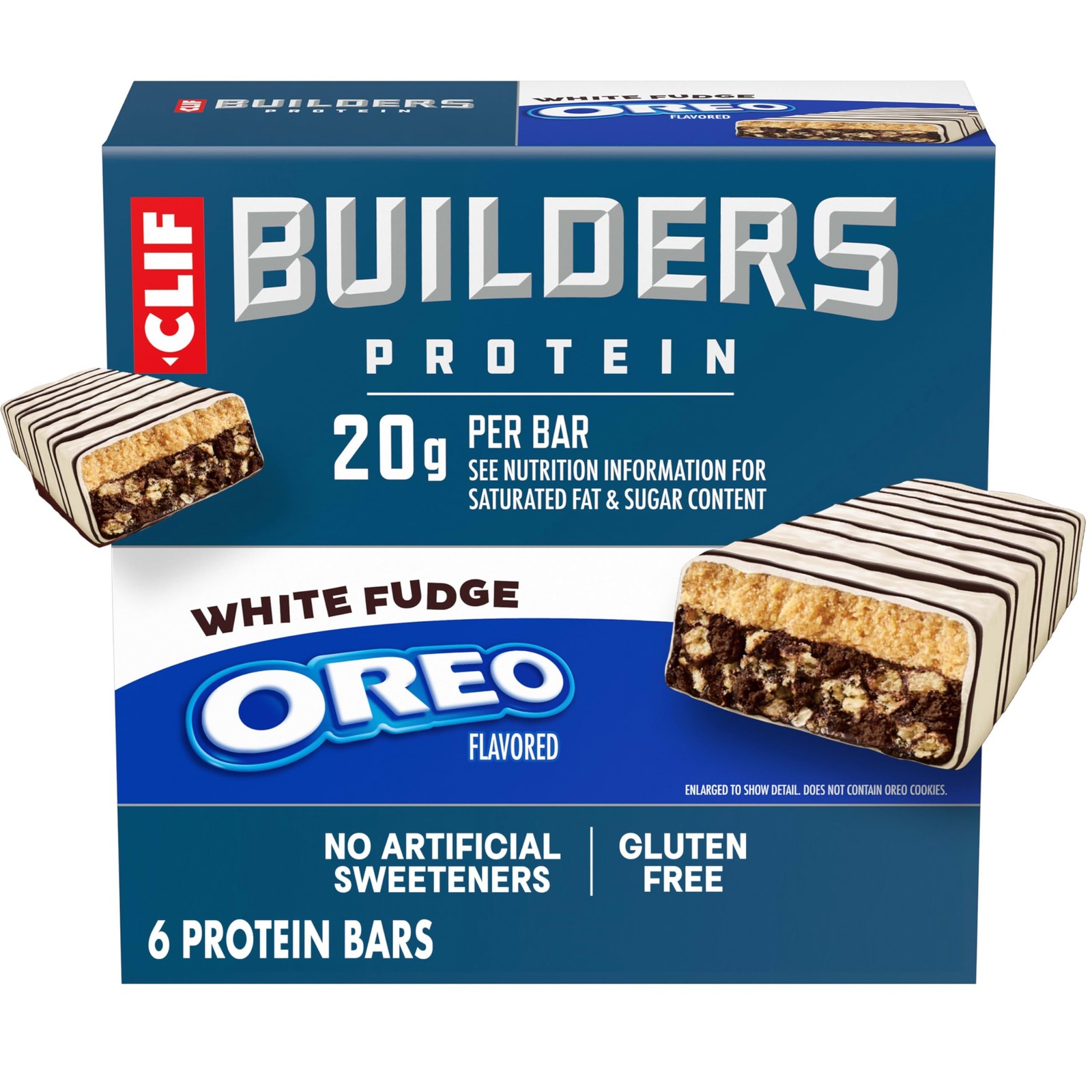 CLIF BUILDERS Protein Bars, White Fudge OREO-Flavored, 20g 5.25″ x 2.25″
