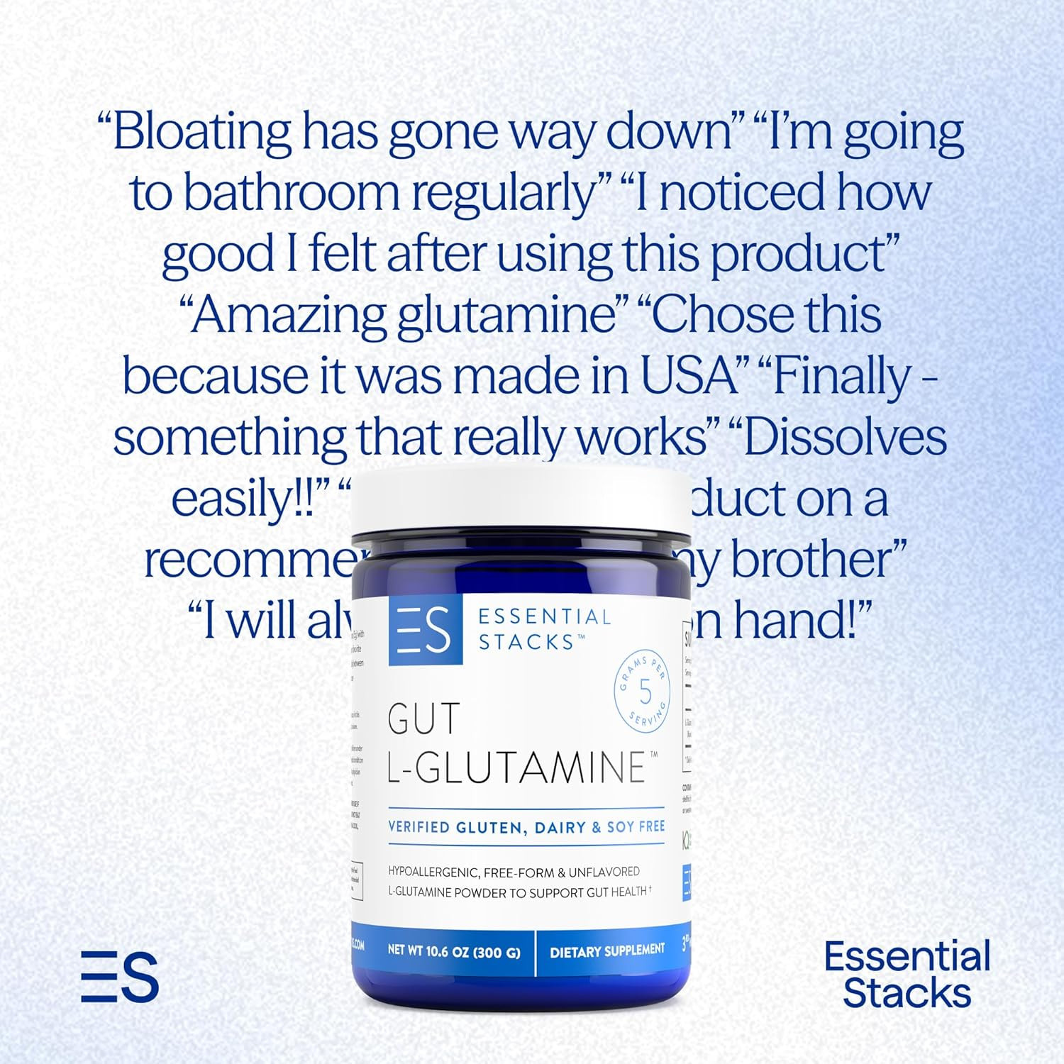 Gut L-Glutamine Powder – Exclusively Made in USA – Pure L Glutamine Powder for G